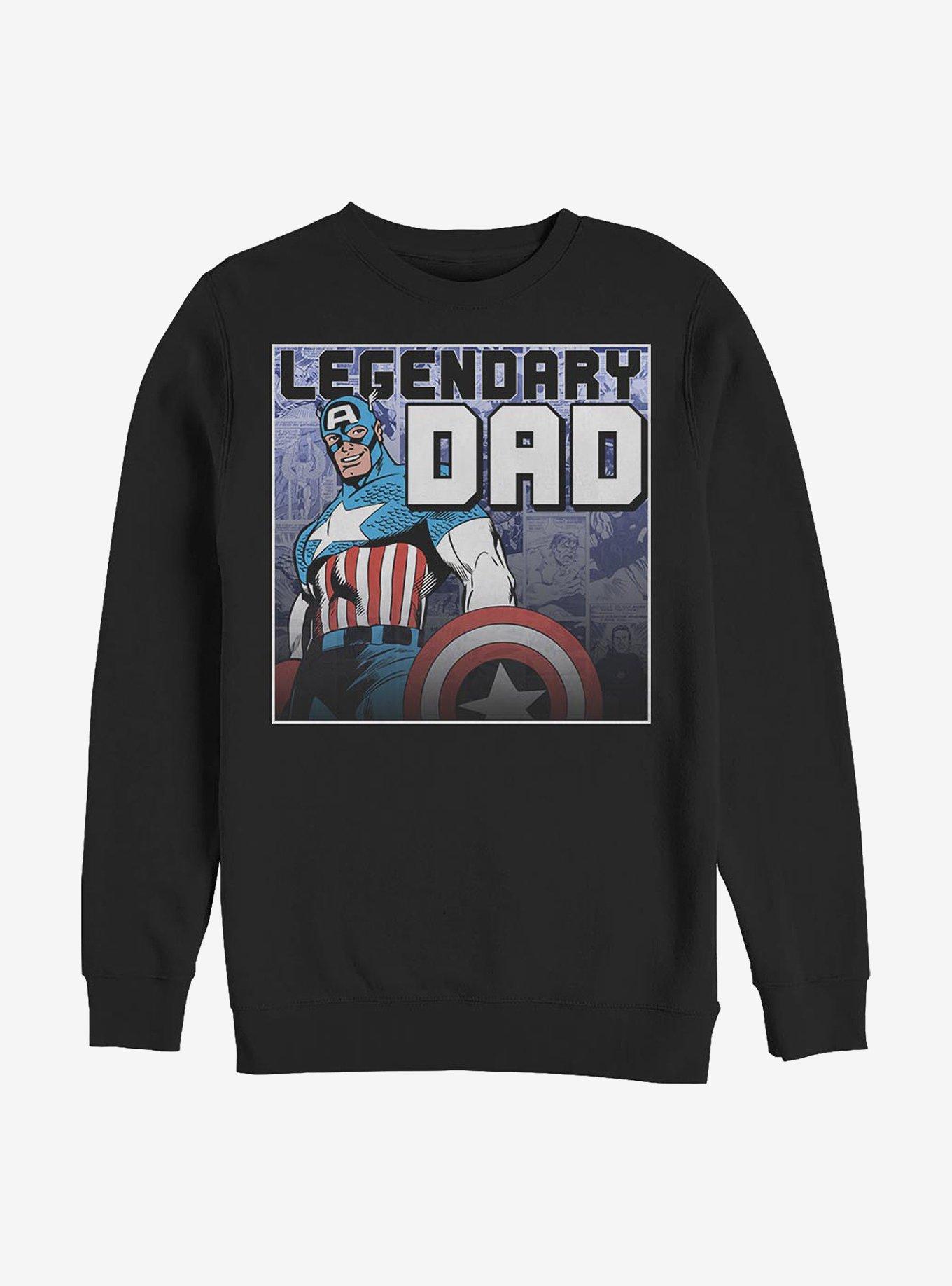 Marvel Captain America Legendary Dad Crew Sweatshirt, BLACK, hi-res