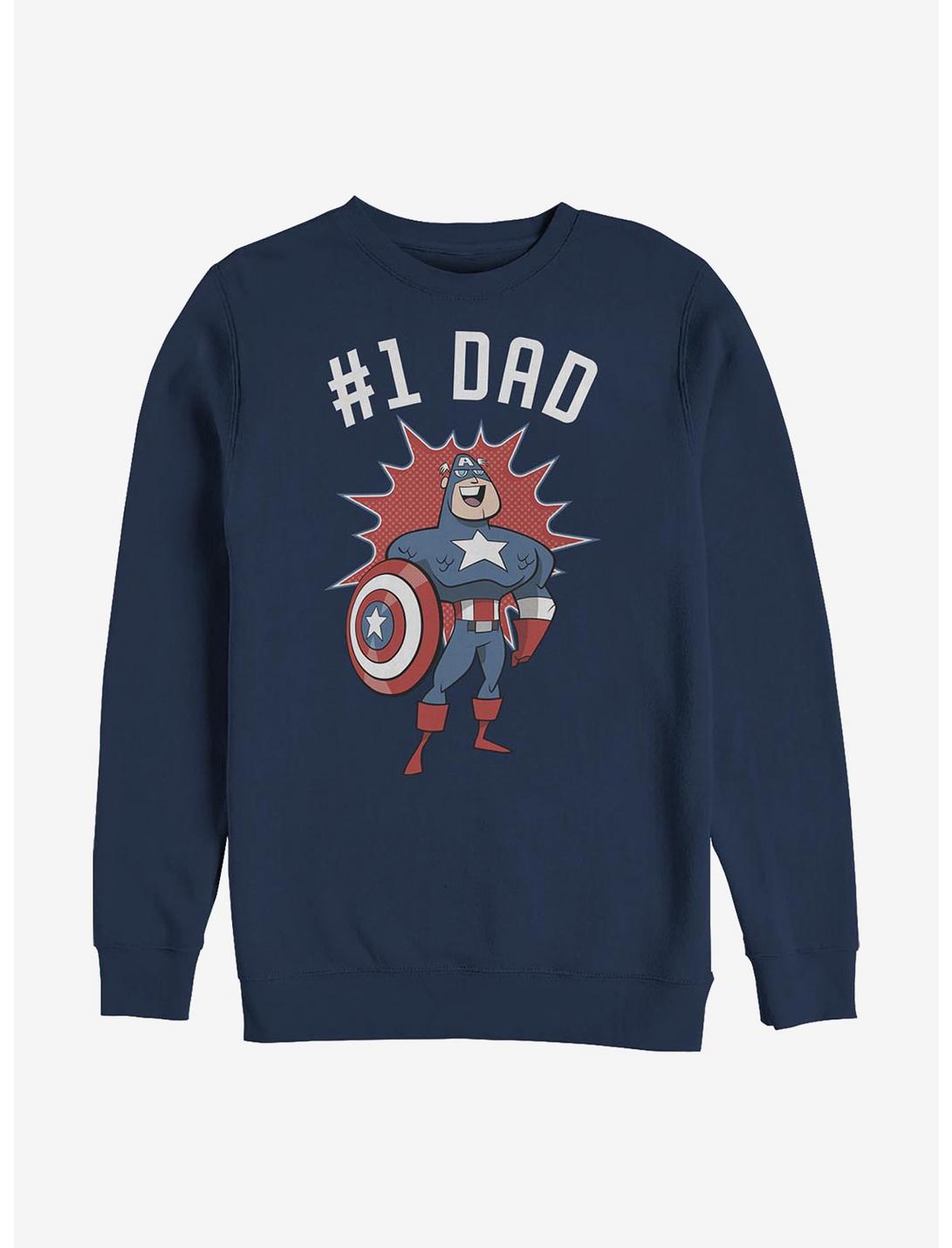 Marvel Captain America Number 1 Dad Crew Sweatshirt, NAVY, hi-res