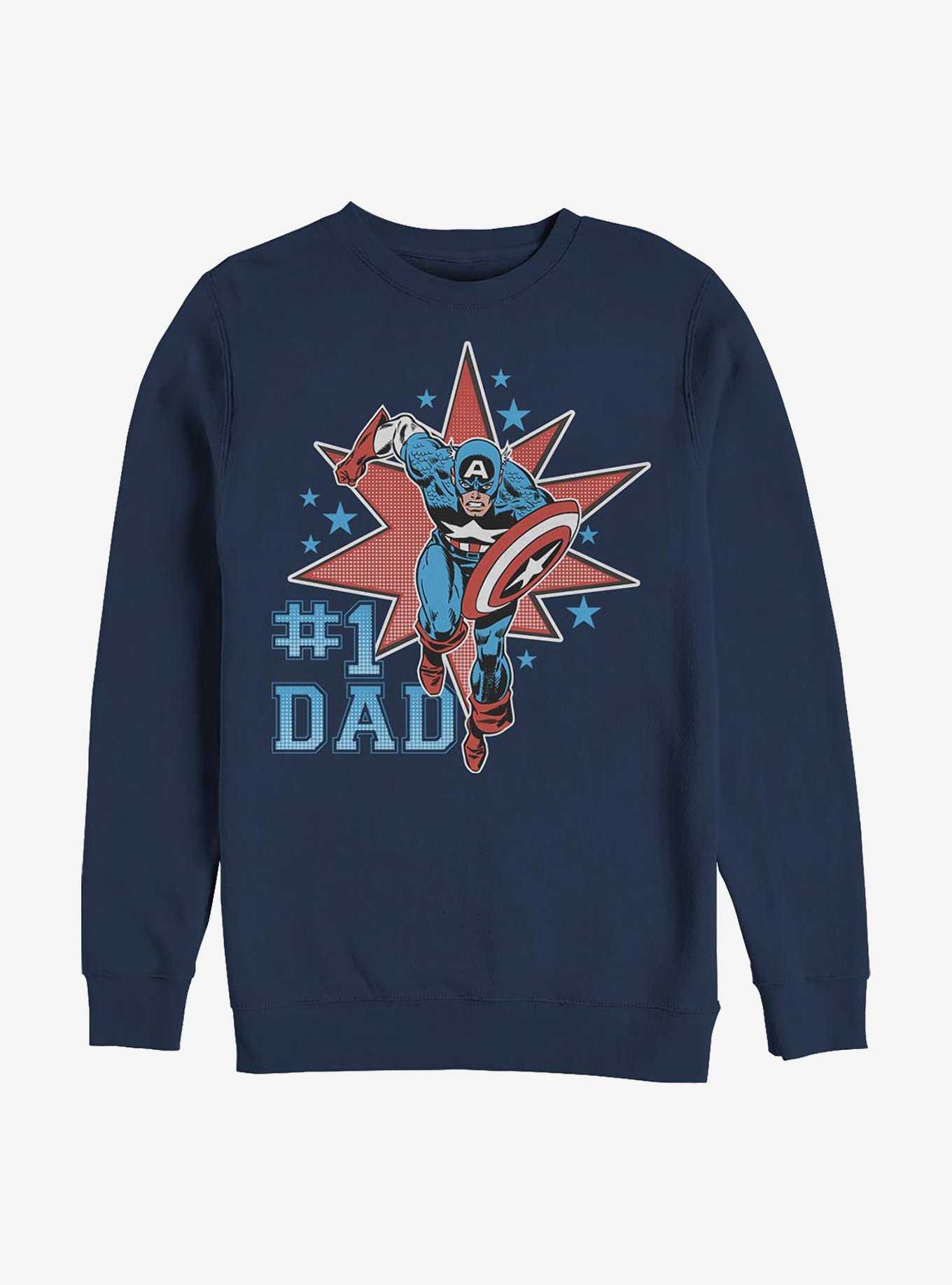 Marvel Captain America Number One Dad Crew Sweatshirt, , hi-res