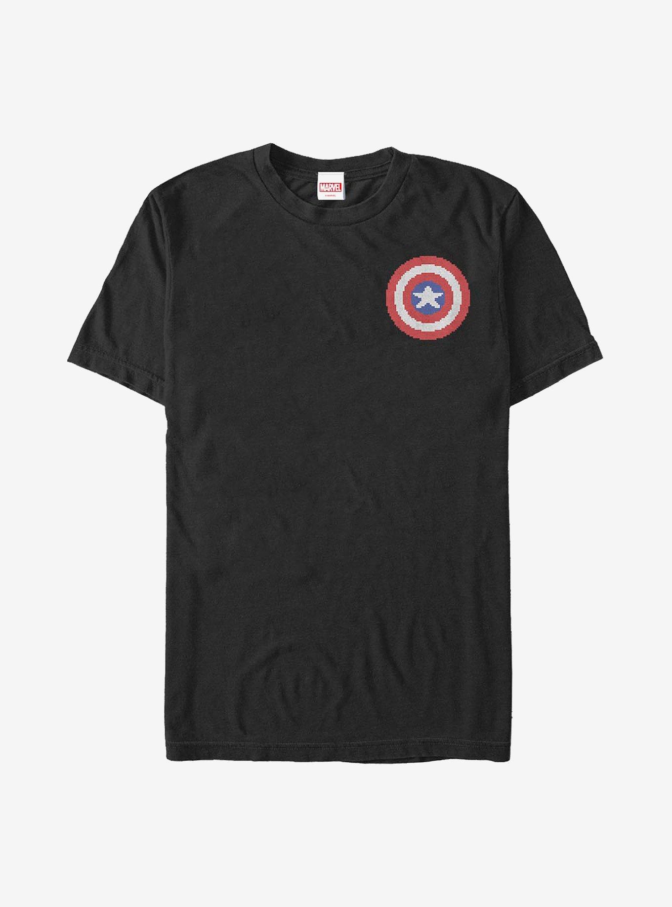 Marvel Captain America Pixel Badge T-Shirt, BLACK, hi-res