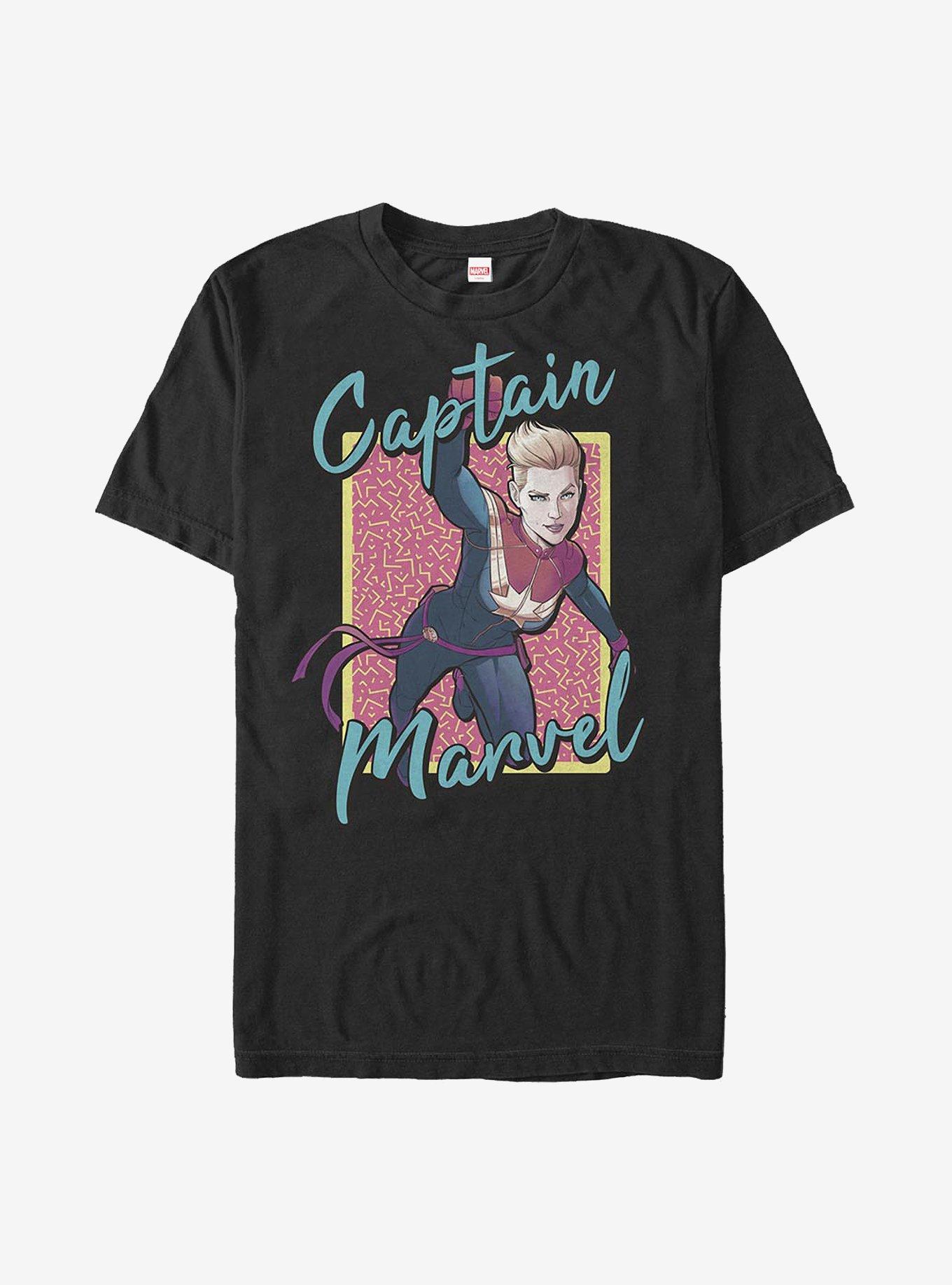 Marvel Captain Marvel Retro 90's T-Shirt, BLACK, hi-res