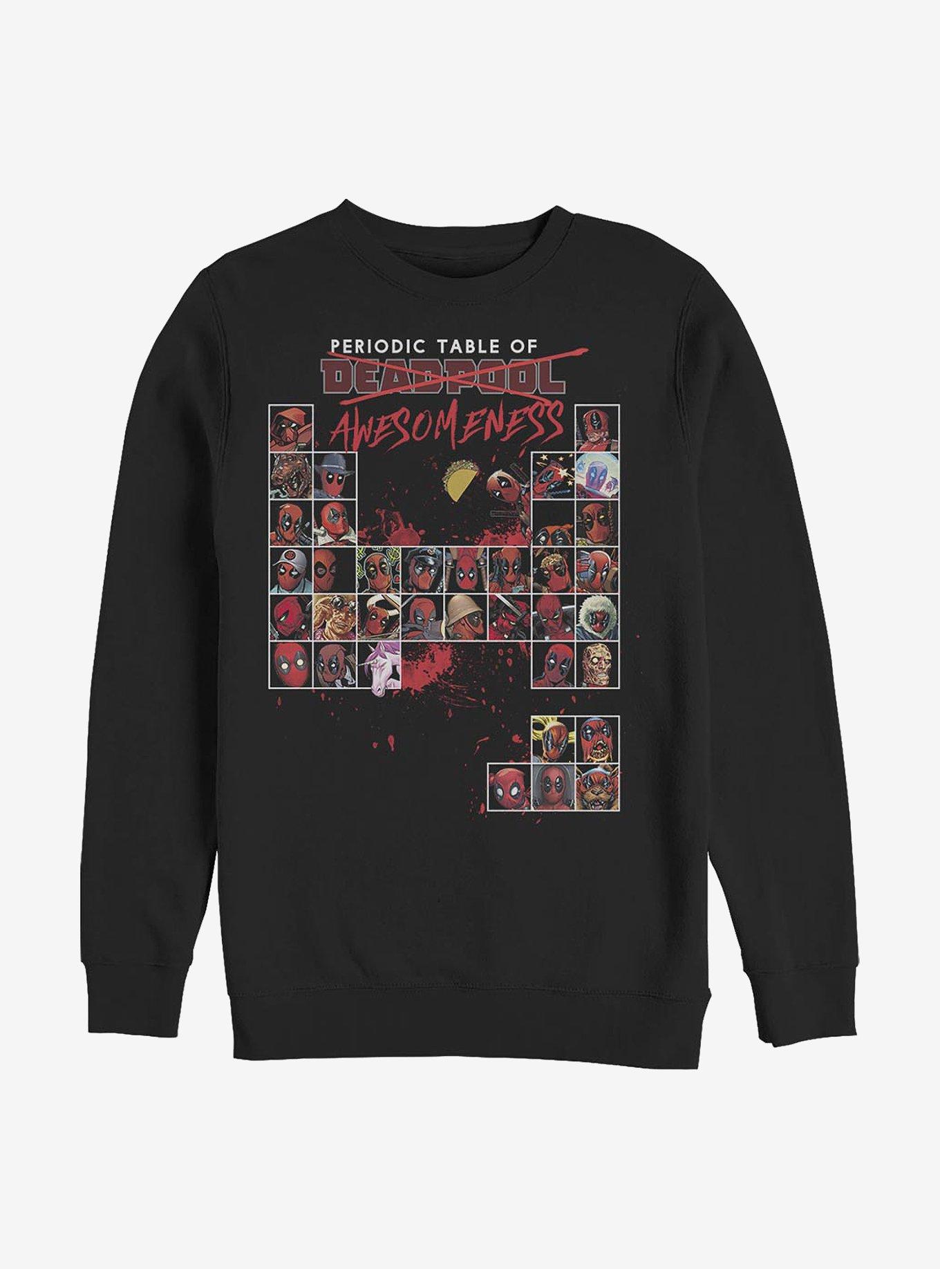 Marvel Deadpool Periodic Crew Sweatshirt, BLACK, hi-res