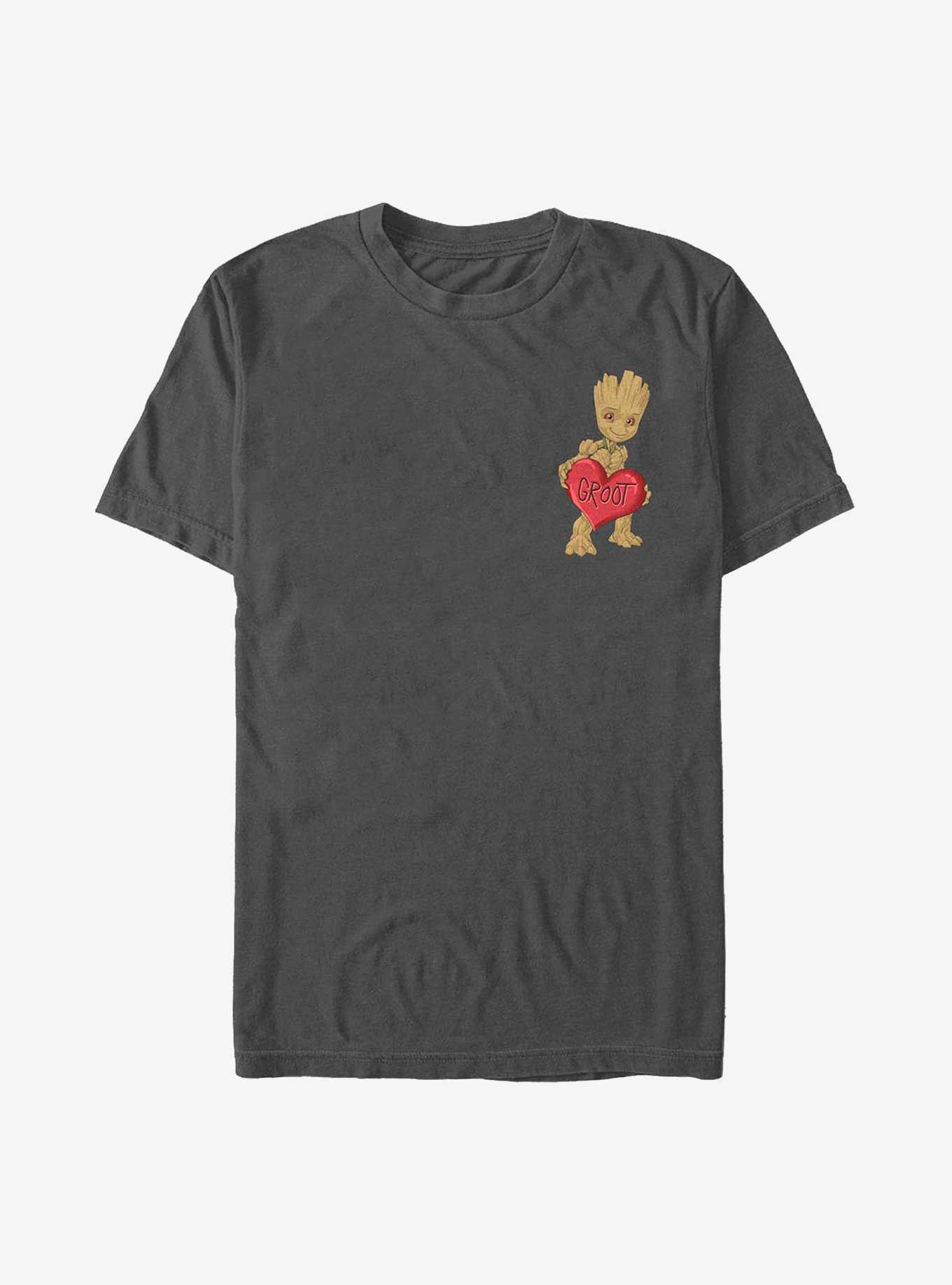 Marvel Guardians Of The Galaxy Groot Heart T-Shirt, CHARCOAL, hi-res