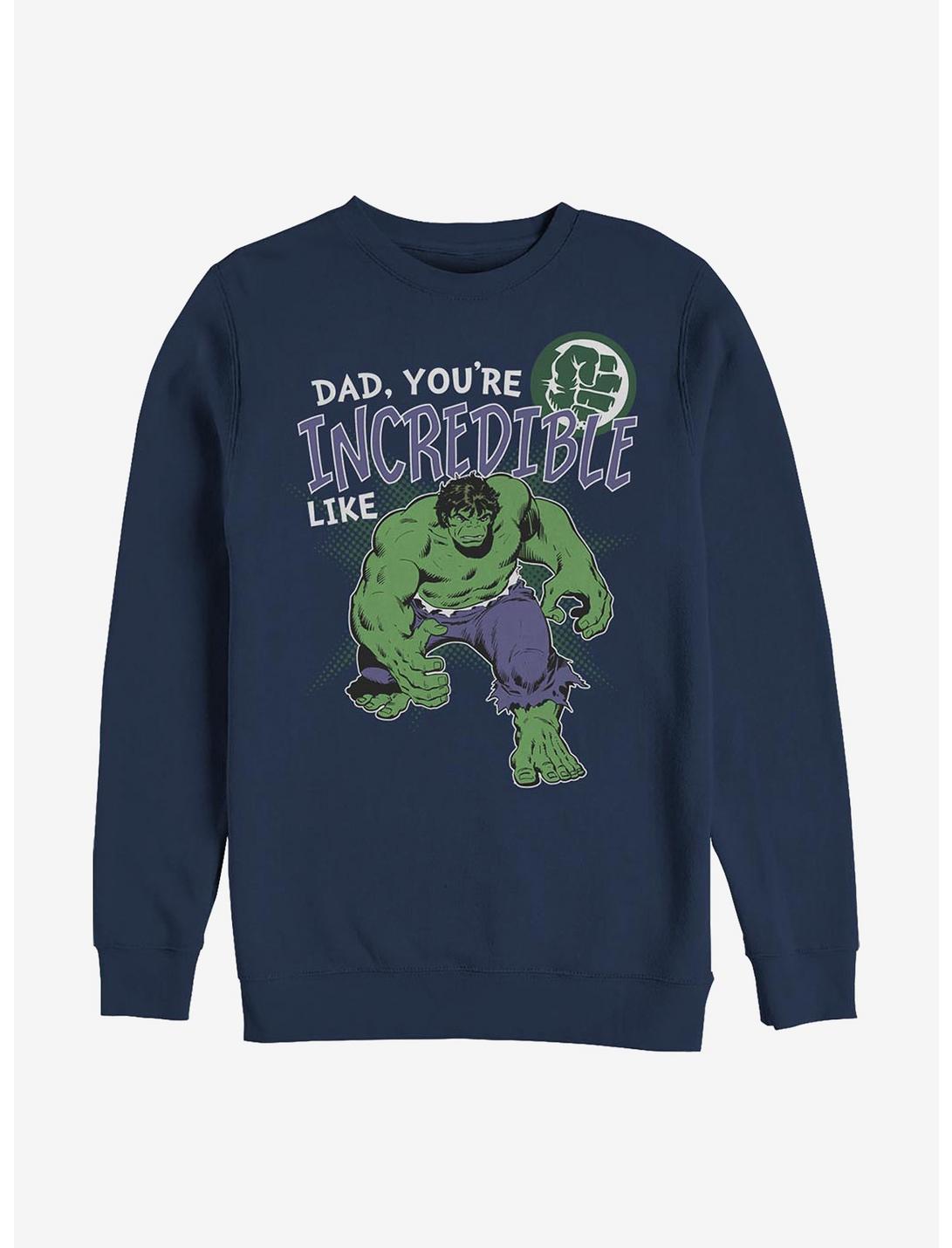 Marvel Hulk Incredible Like Dad Crew Sweatshirt, NAVY, hi-res