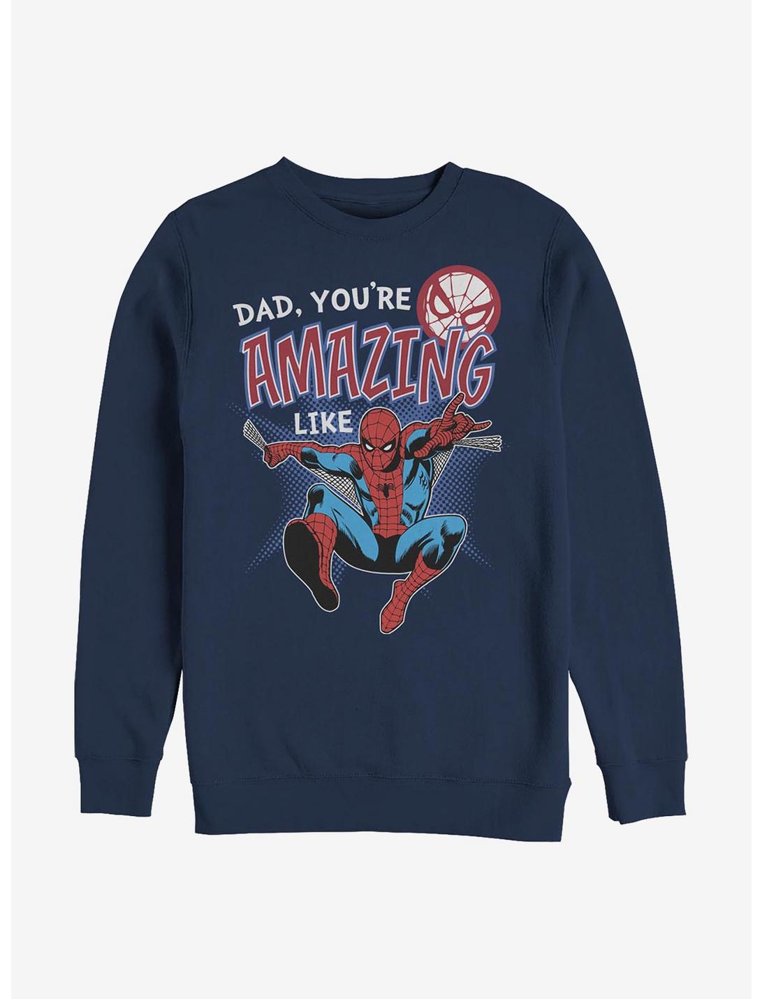 Marvel Spider-Man Amazing Like Dad Crew Sweatshirt, NAVY, hi-res