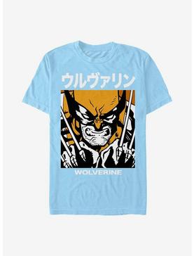 Marvel Wolverine Japanese Text Block T-Shirt, LT BLUE, hi-res