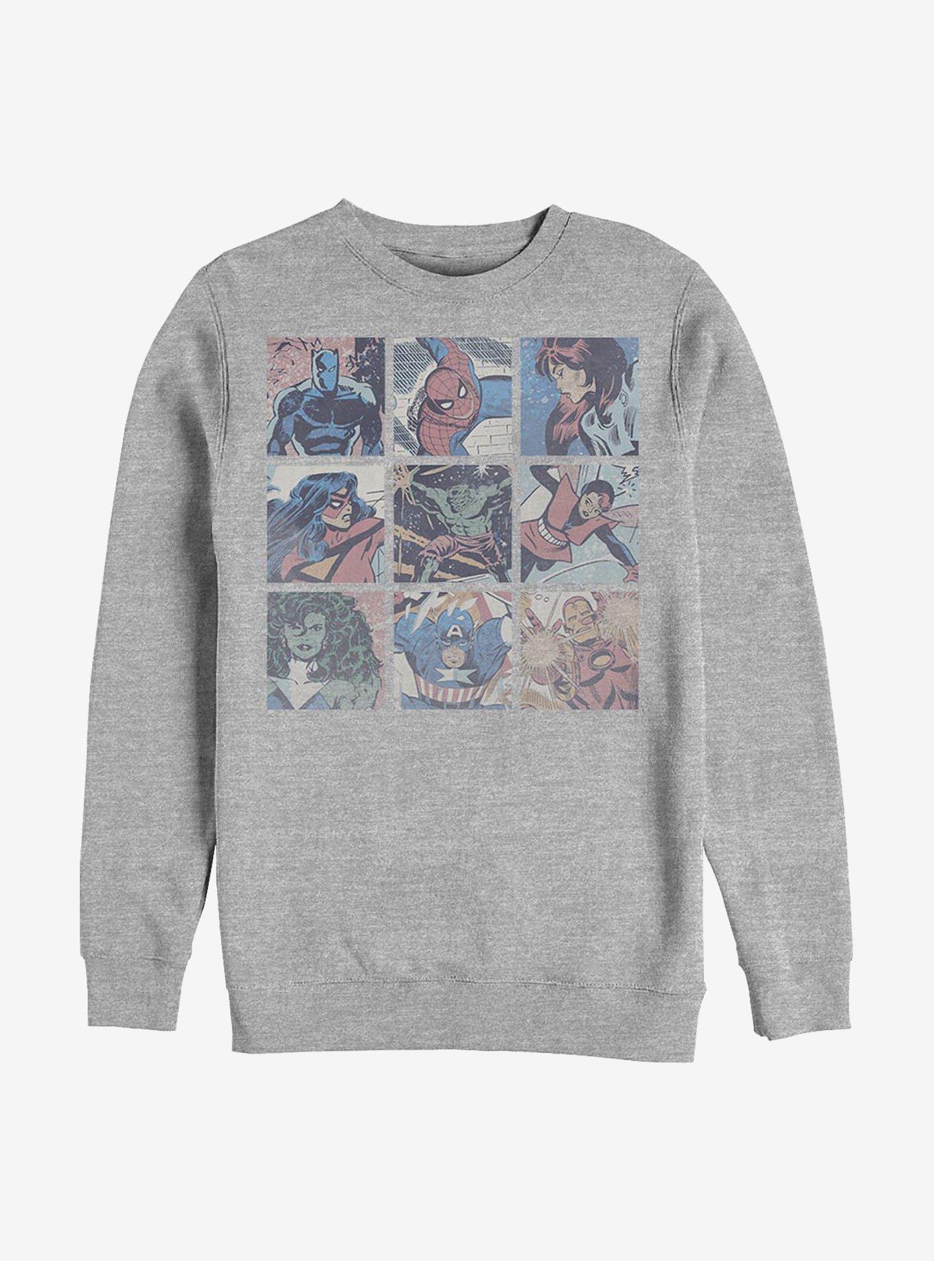 Marvel Avengers Hero Boxes Crew Sweatshirt, ATH HTR, hi-res