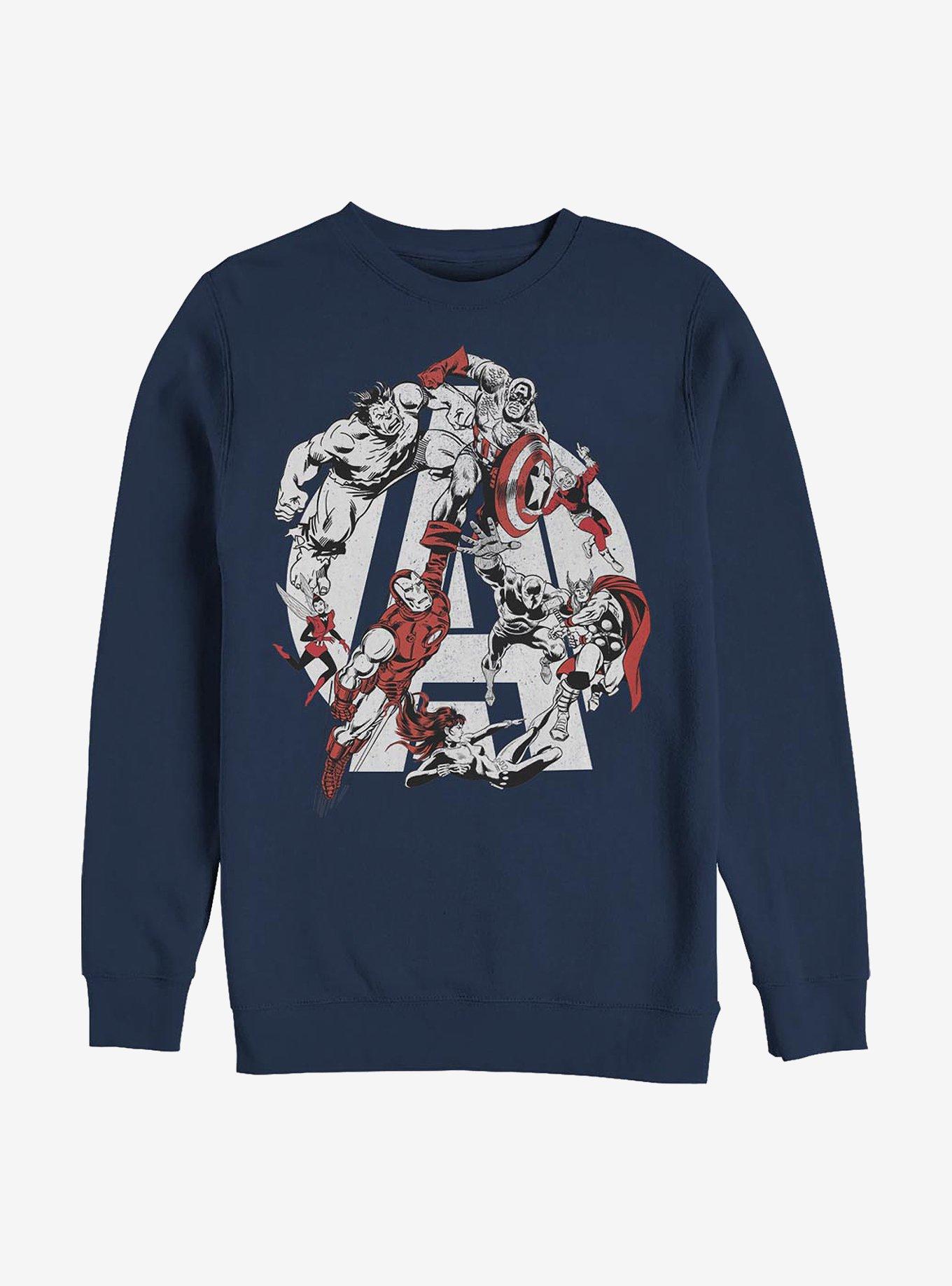 Marvel Avengers Our Heroes Crew Sweatshirt, NAVY, hi-res