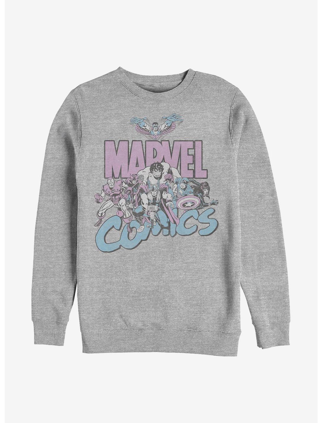 Marvel Avengers Pastel Group Crew Sweatshirt, ATH HTR, hi-res