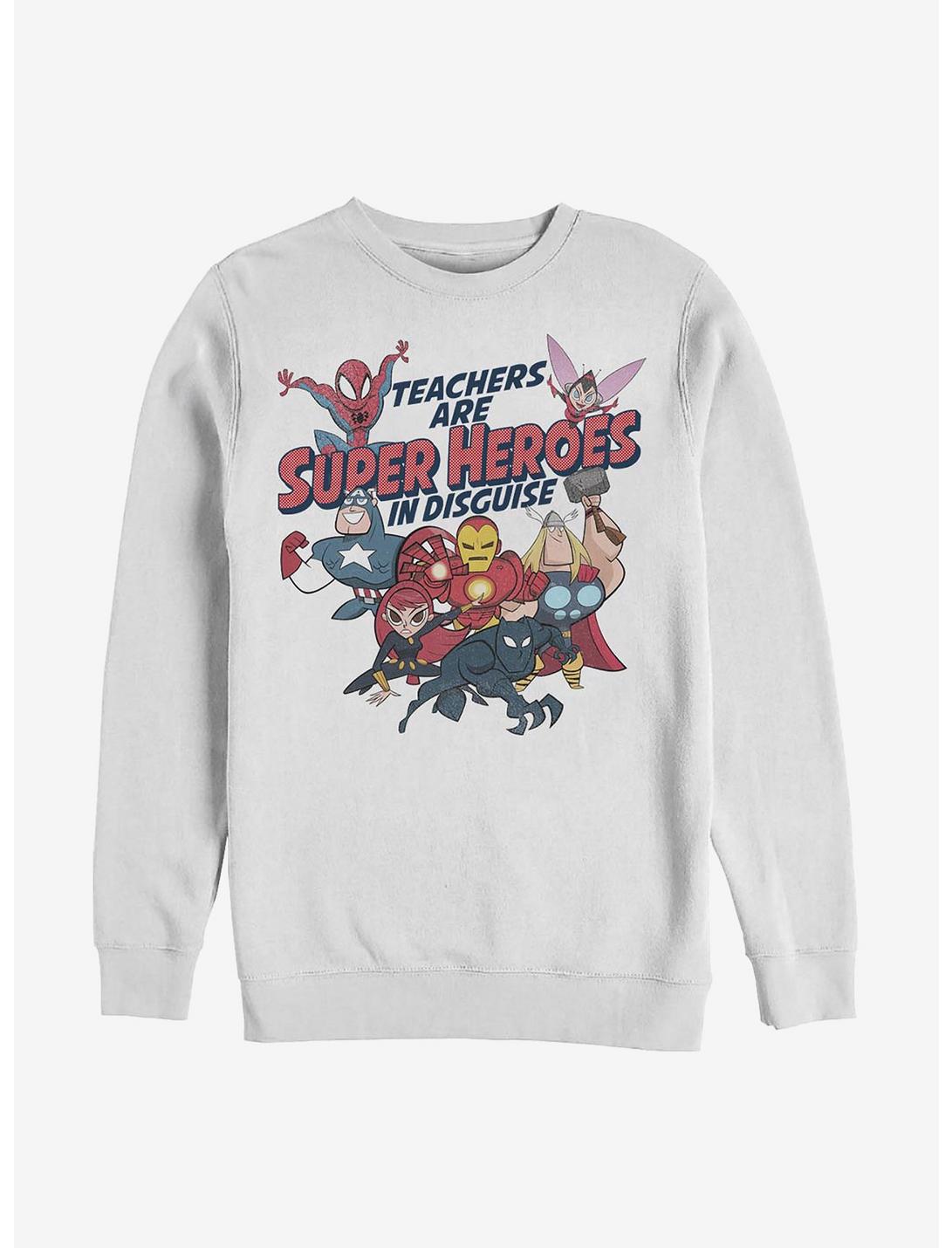 Marvel Avengers Teacher Group Crew Sweatshirt, WHITE, hi-res