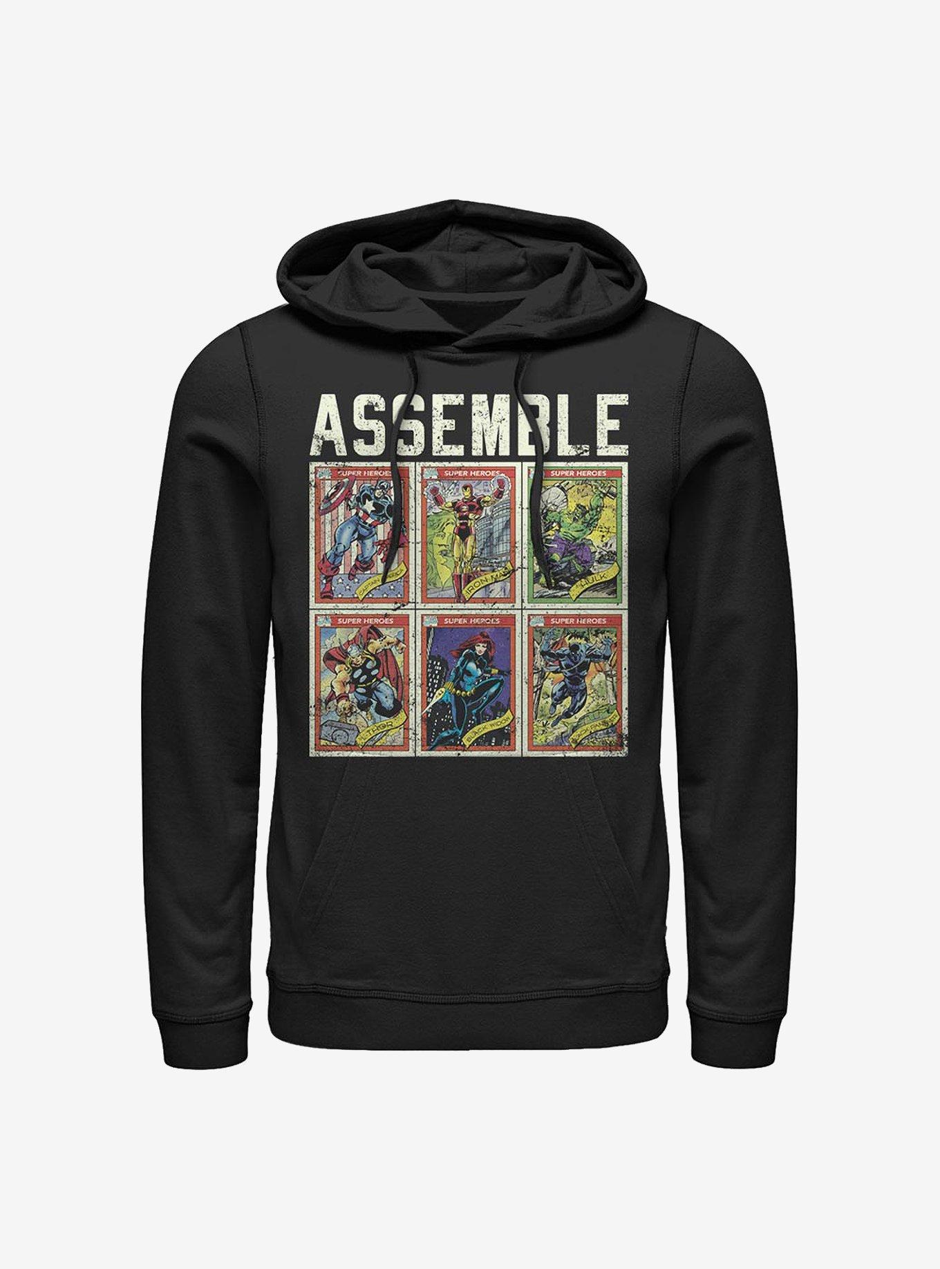 Marvel Avengers Assemble Cards Hoodie, BLACK, hi-res