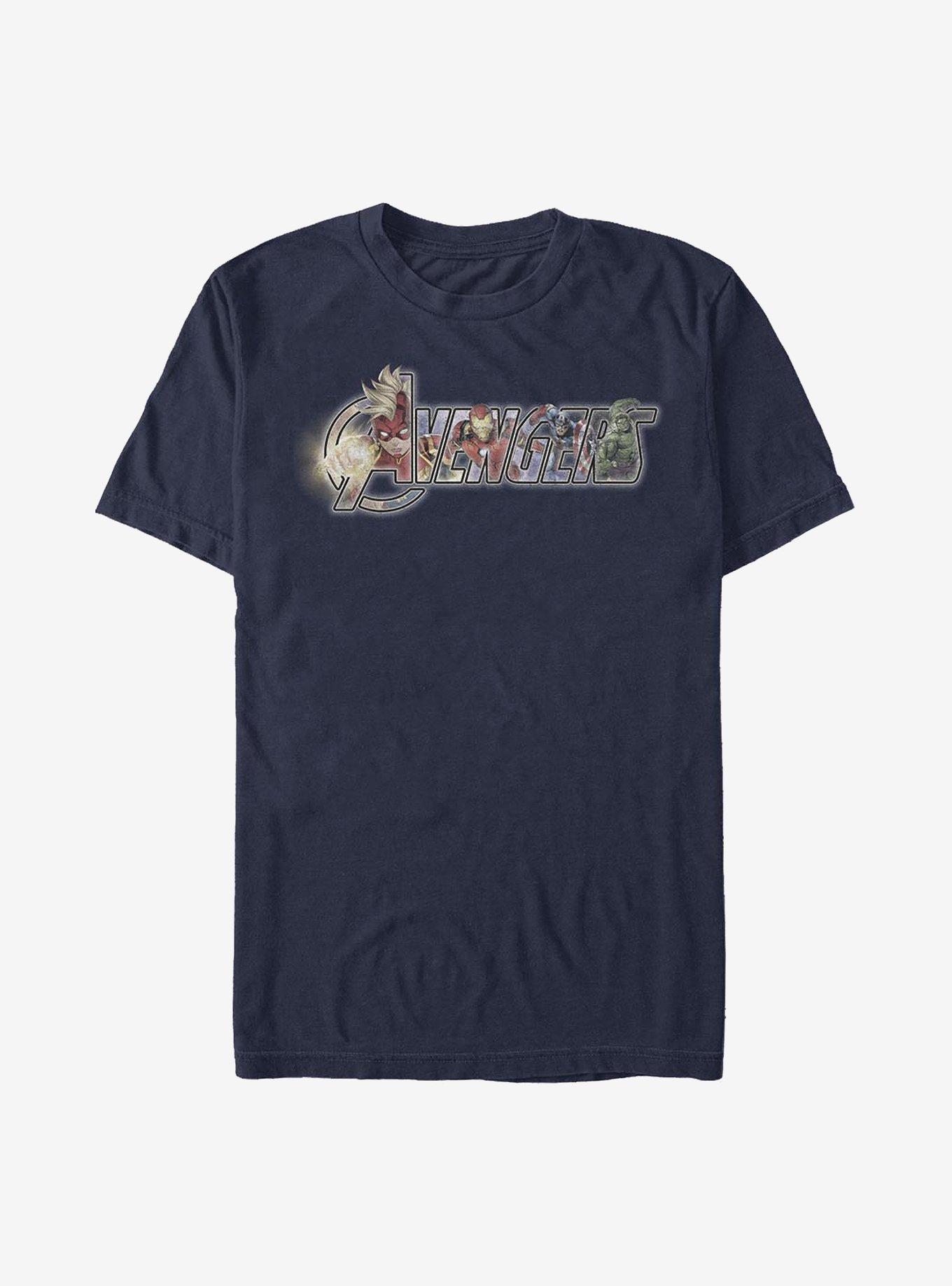 Marvel Avengers Hero Fill Logo T-Shirt, NAVY, hi-res
