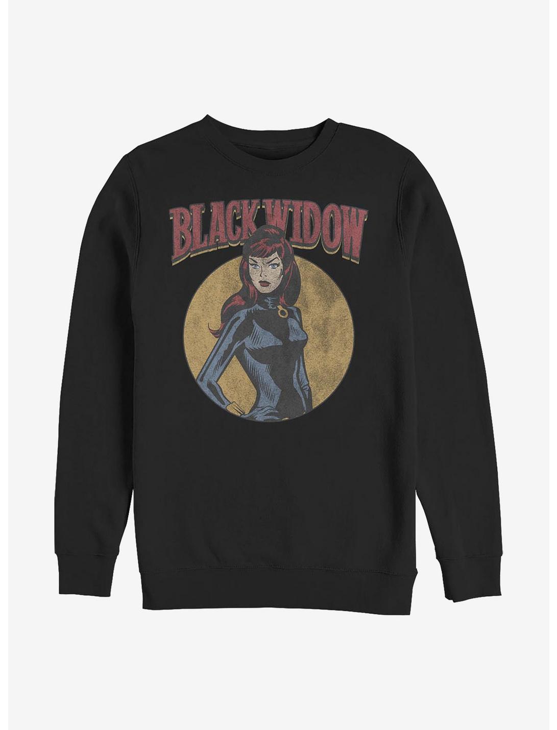 Marvel Black Widow Classic Cartoon Crew Sweatshirt, BLACK, hi-res