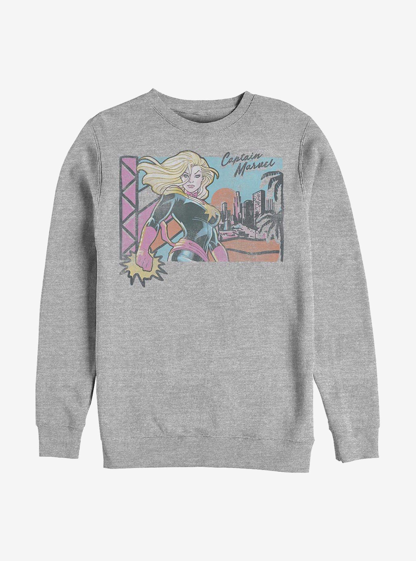 Marvel Captain Marvel Los Angeles Sights Crew Sweatshirt, ATH HTR, hi-res