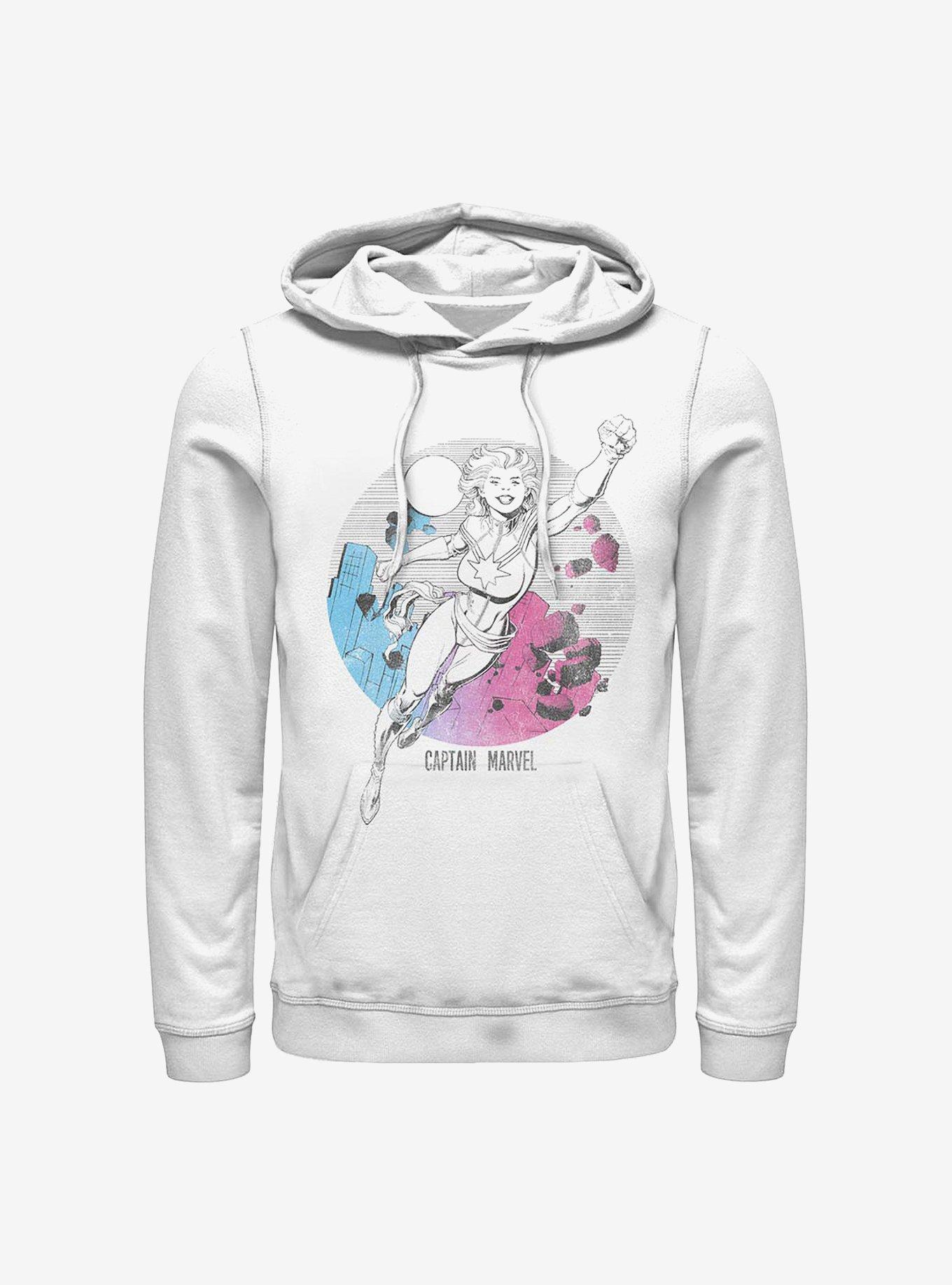 Marvel Captain Marvel Comic Cityscape Hoodie