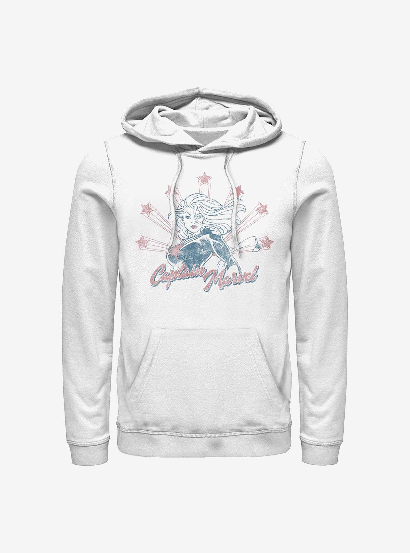 Marvel Captain Marvel Retro Stars Hoodie, WHITE, hi-res