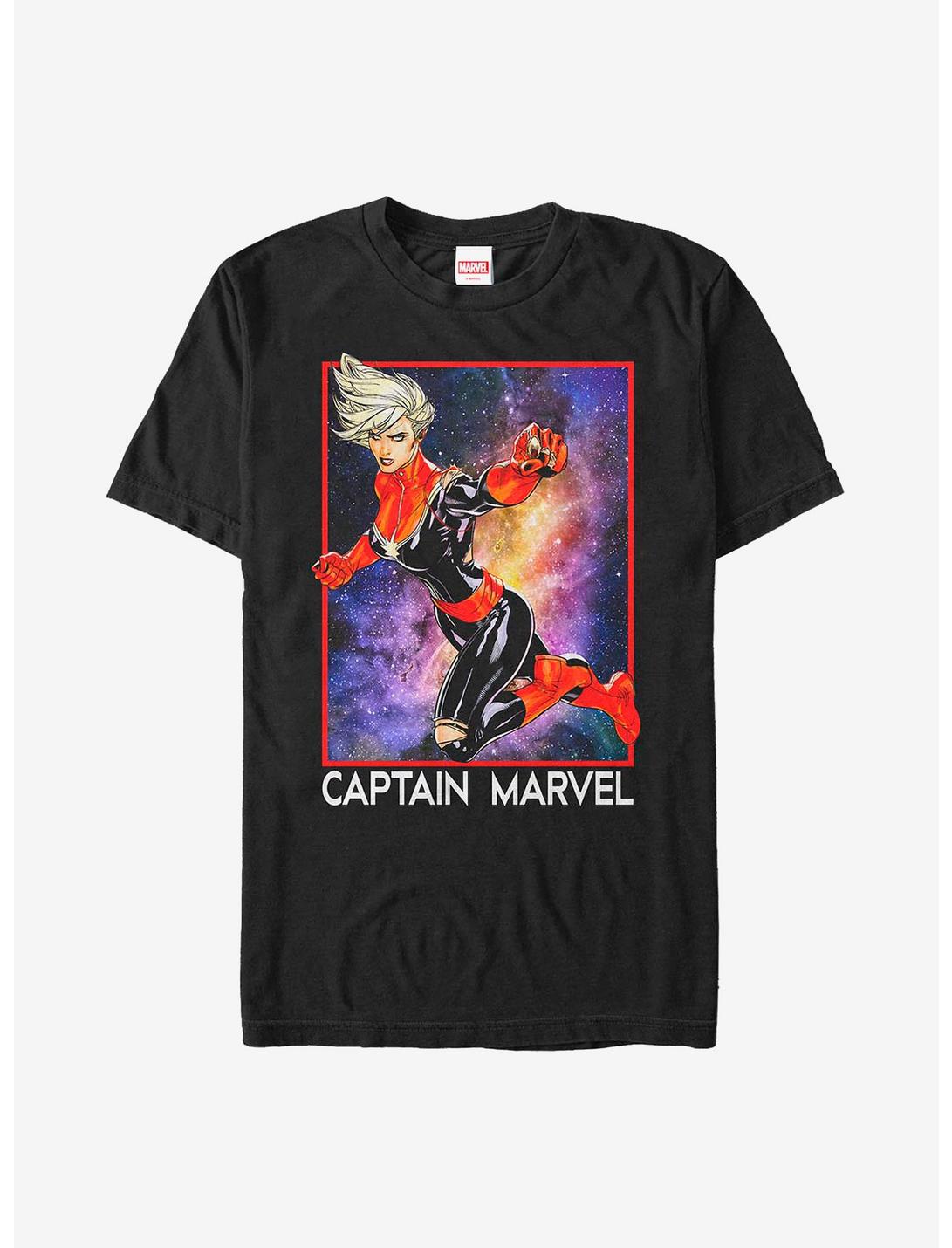 Plus Size Marvel Captain Marvel Galaxy T-Shirt, BLACK, hi-res