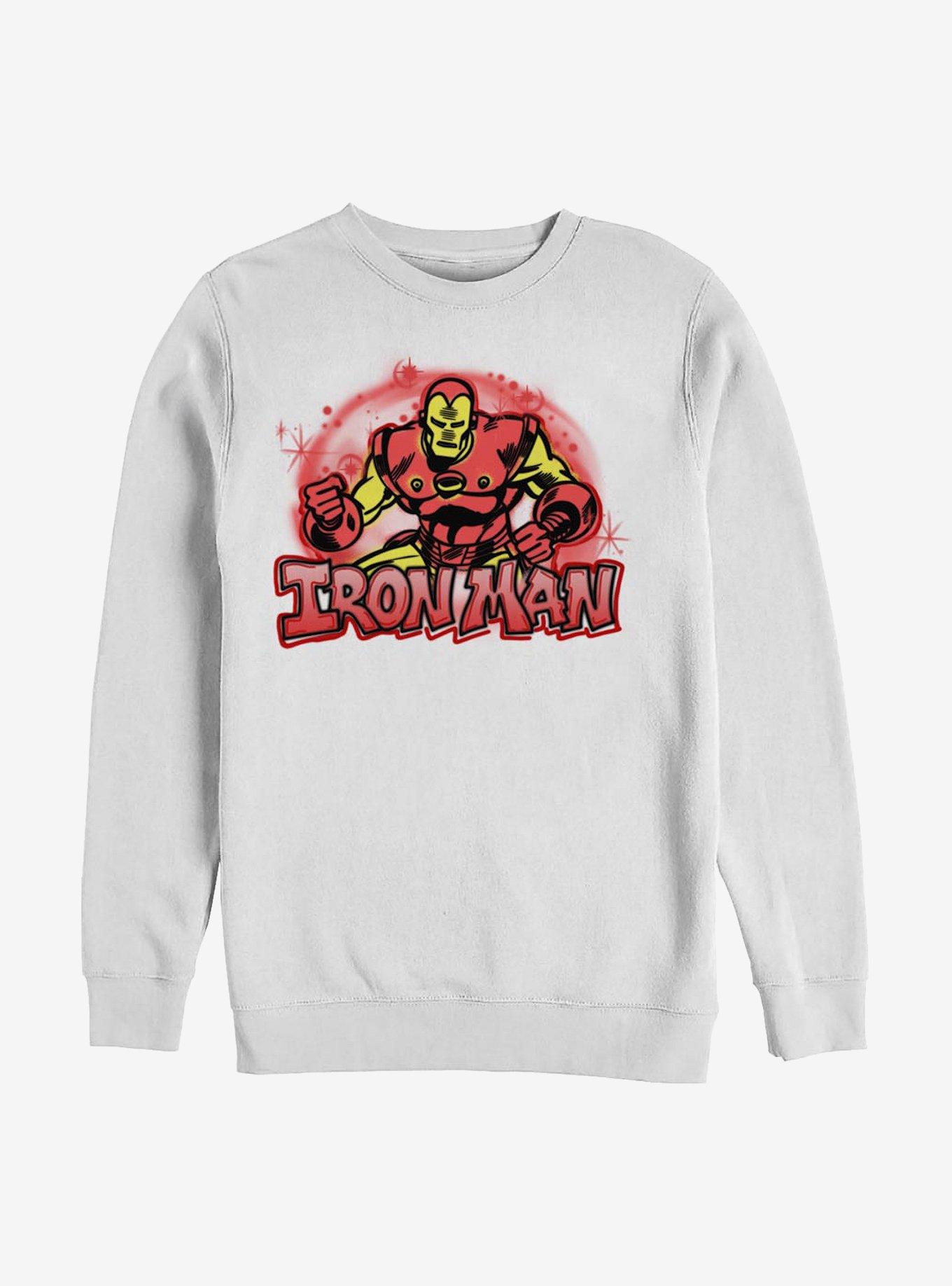 Marvel Iron Man Airbrushed Crew Sweatshirt, WHITE, hi-res