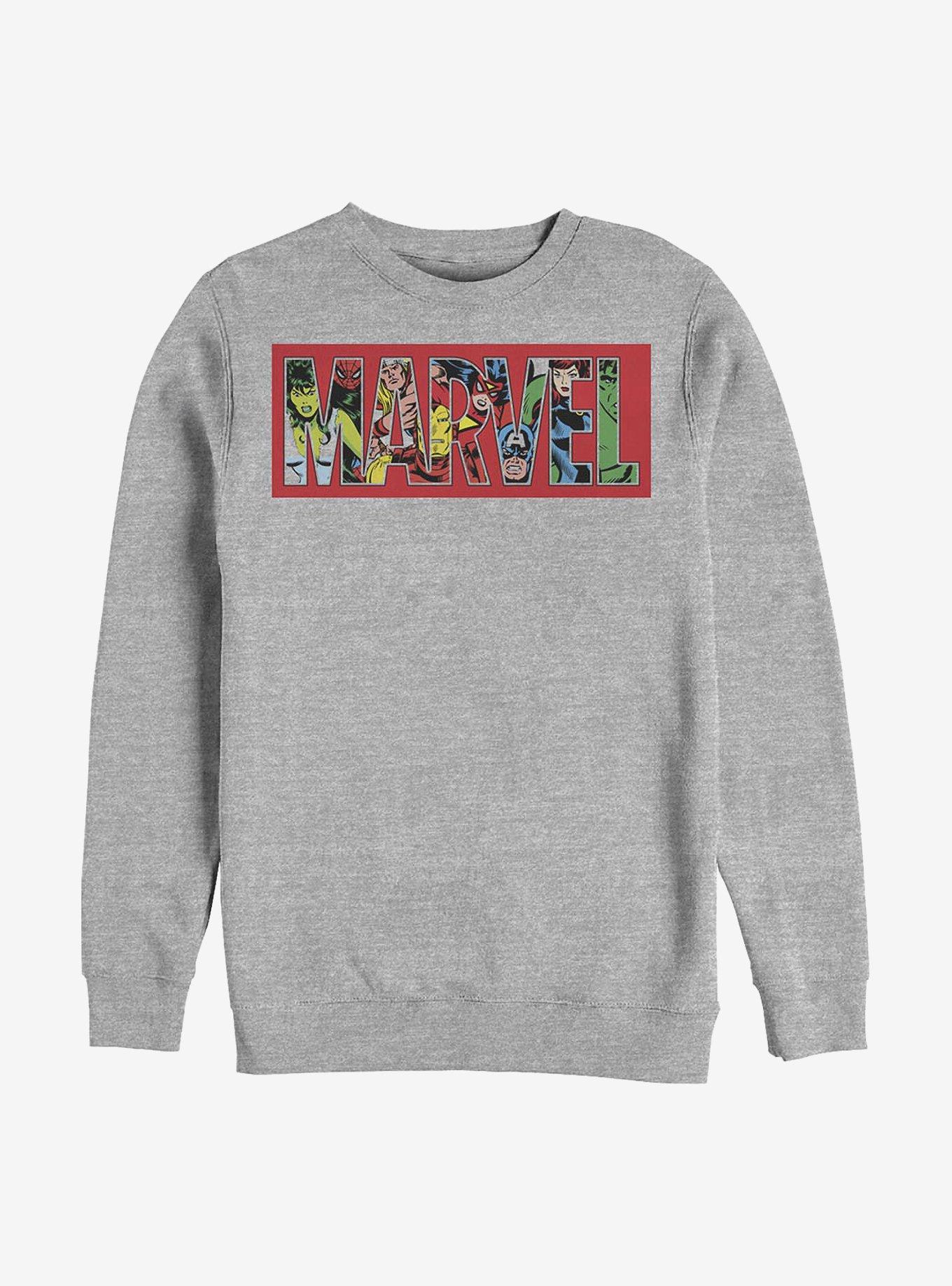 Marvel Logo Character Fill Crew Sweatshirt, , hi-res