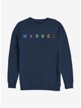 Marvel Simple Logo Rainbow Emblem Crew Sweatshirt, NAVY, hi-res