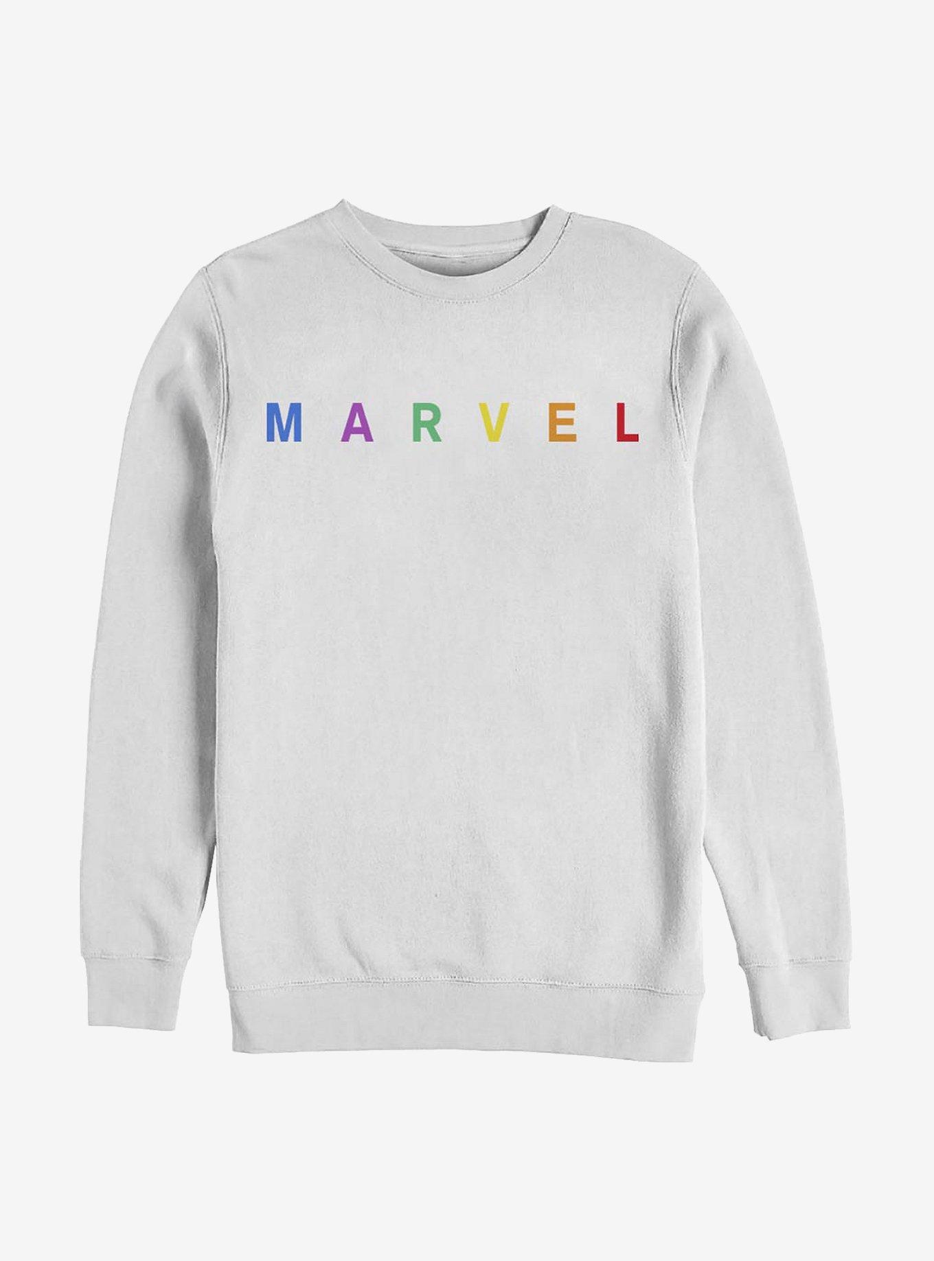 Marvel Simple Logo Rainbow Emblem Crew Sweatshirt, , hi-res