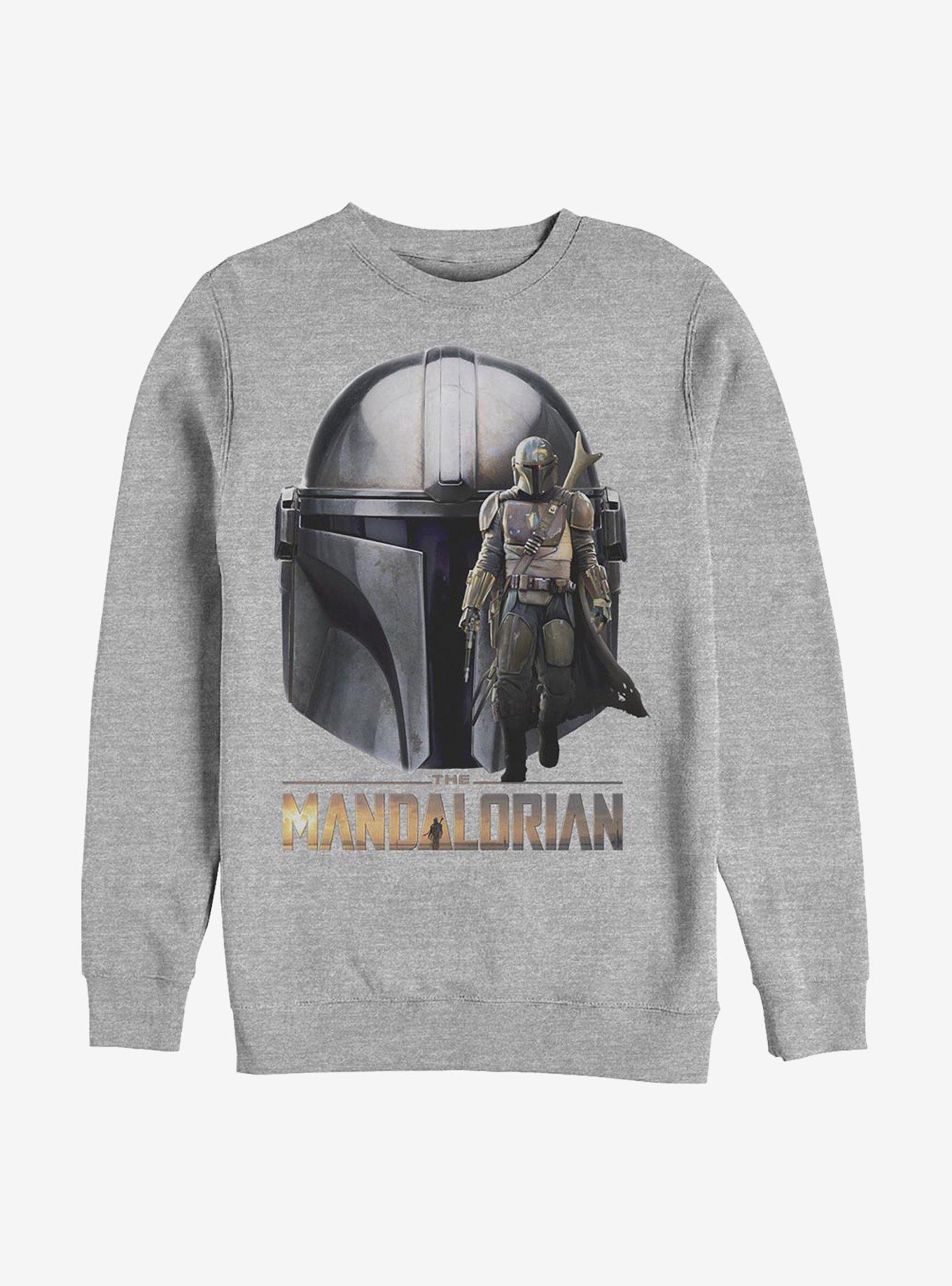 Star Wars The Mandalorian Mando Head Crew Sweatshirt, ATH HTR, hi-res