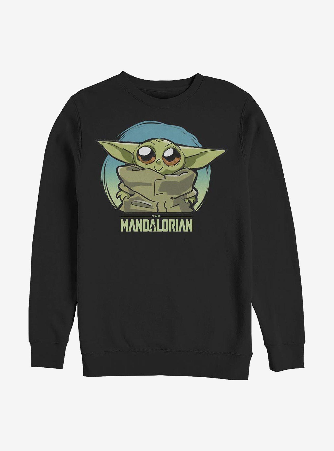 Star Wars The Mandalorian The Child Cute Eyes Crew Sweatshirt, BLACK, hi-res