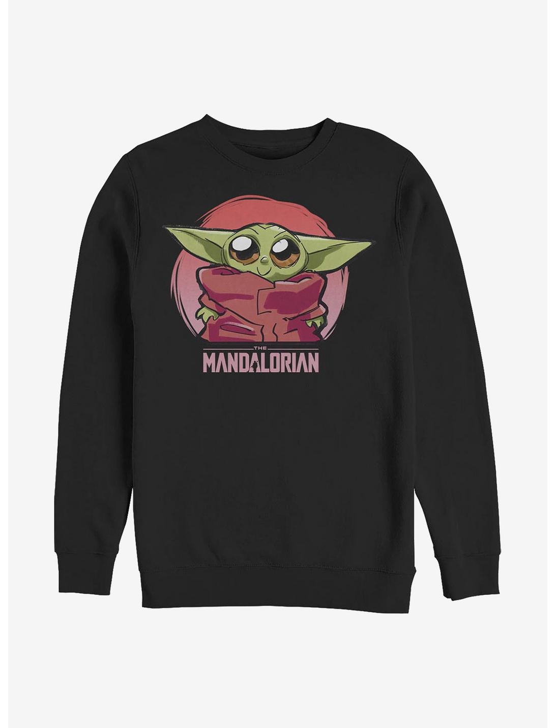 Star Wars The Mandalorian The Child Heart Crew Sweatshirt, BLACK, hi-res
