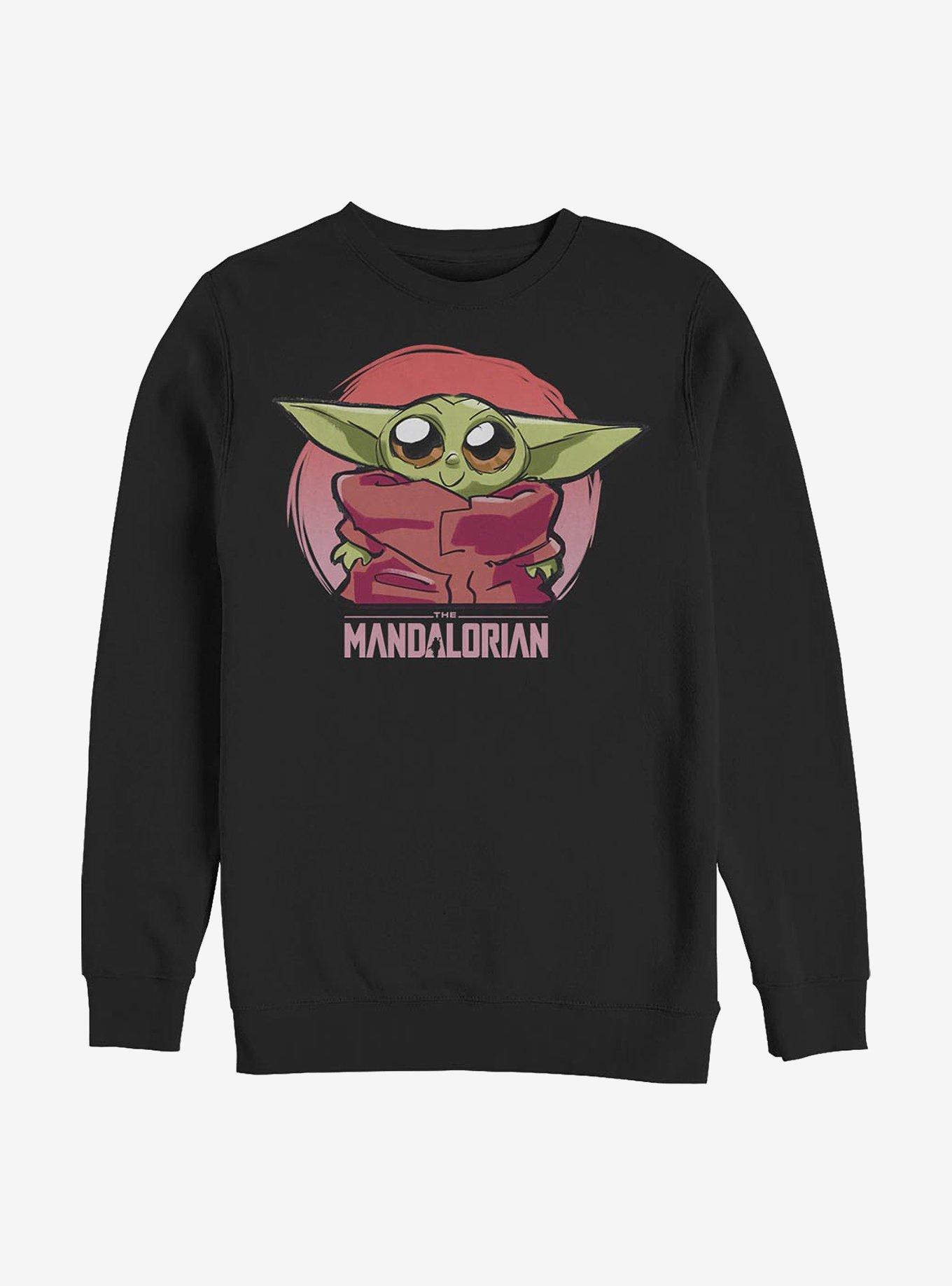 Star Wars The Mandalorian The Child Heart Crew Sweatshirt, BLACK, hi-res