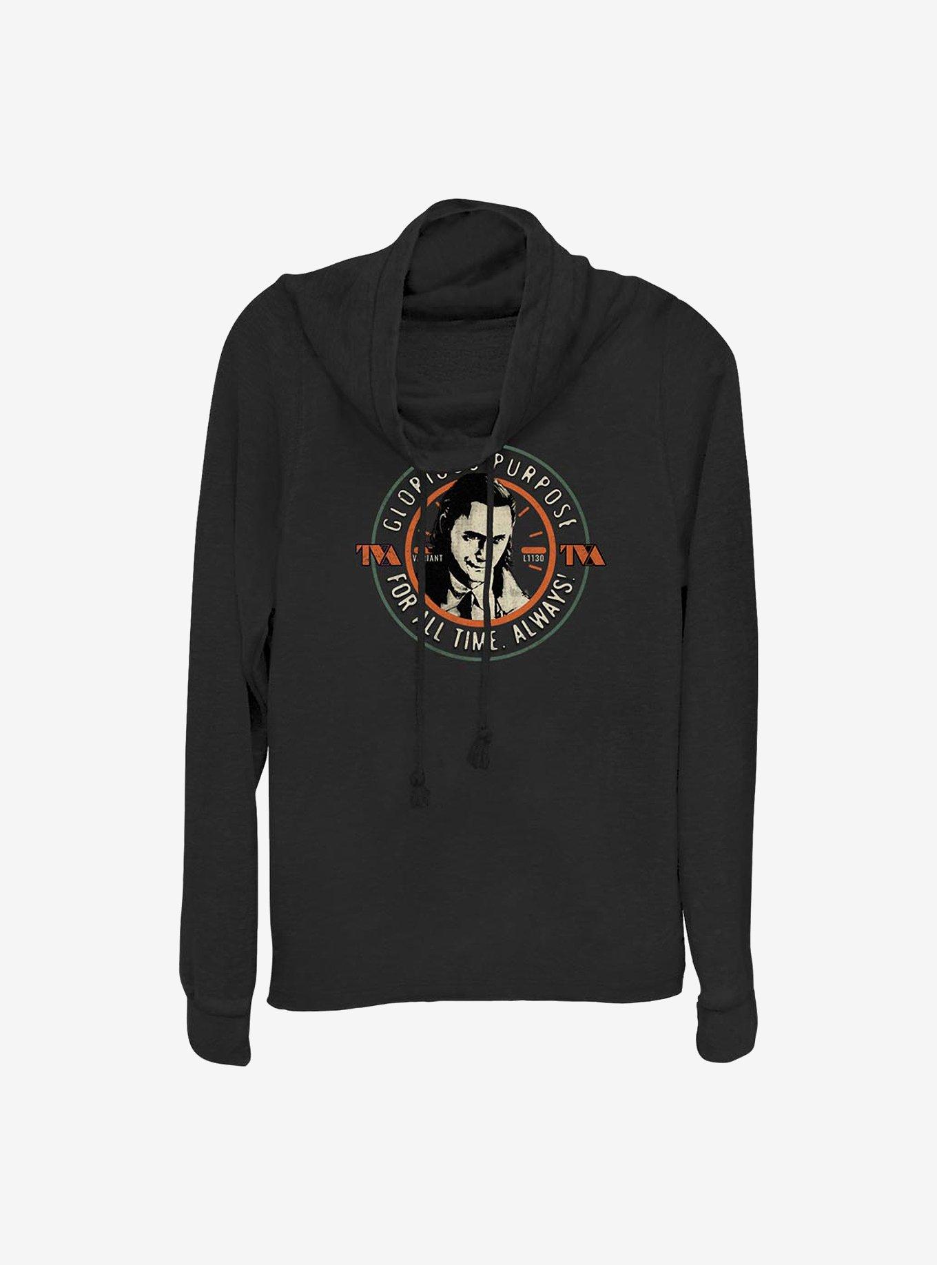 Marvel Loki Glorious Purpose For All Time Cowlneck Long-Sleeve Girls Top, , hi-res