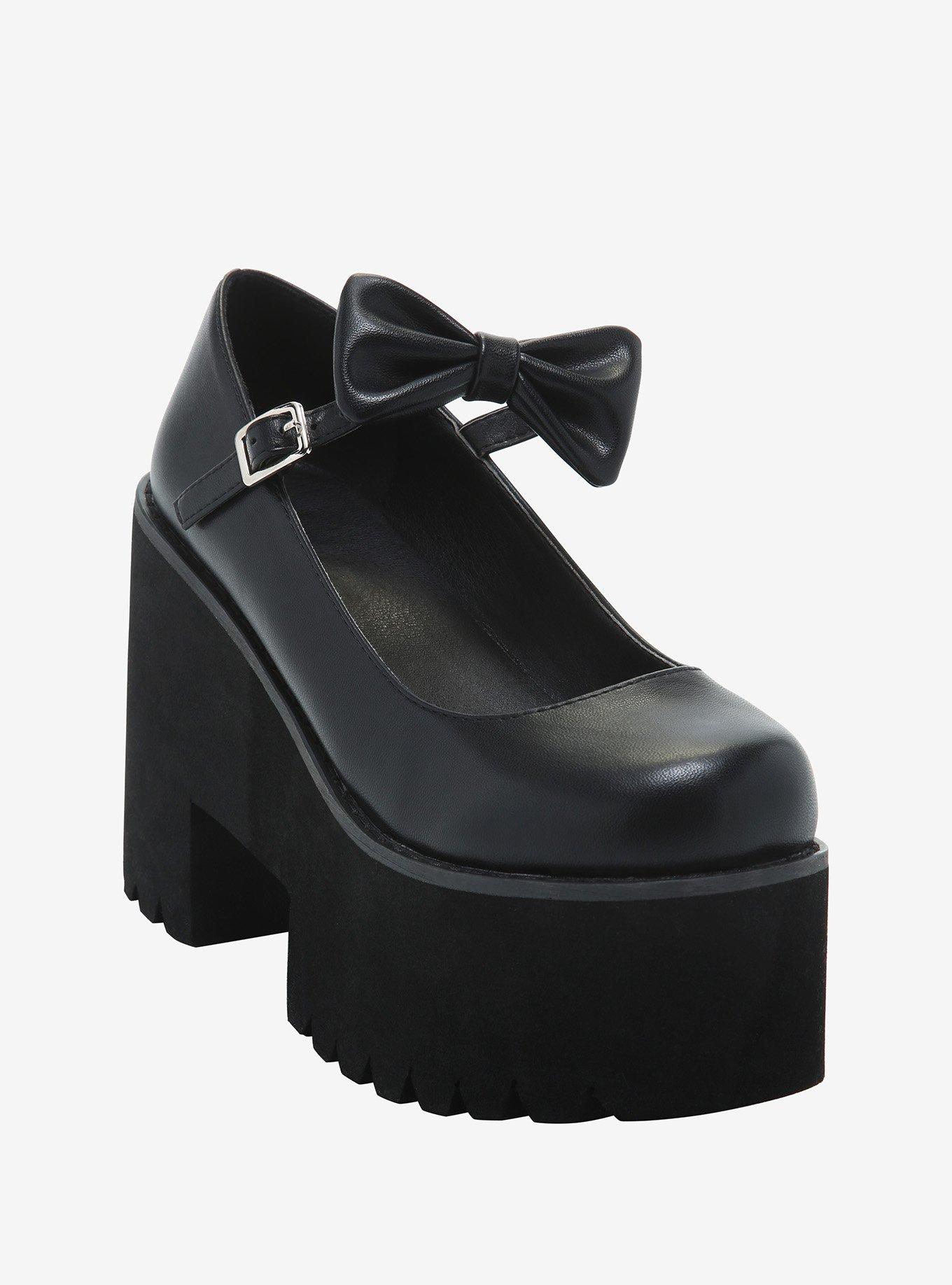 Black Bow Strap Platform Mary Janes