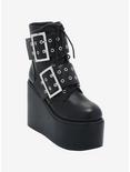 Black Chunky Buckle Platform Boots, MULTI, hi-res