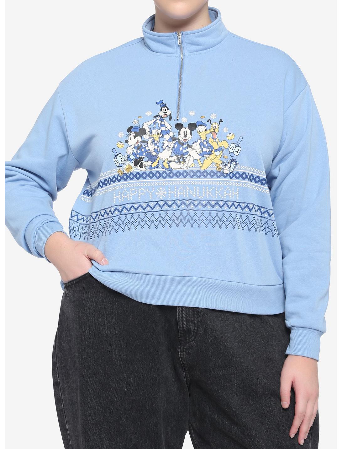 Her Universe Disney Holiday Hanukkah Half-Zip Crop Pullover Plus Size, MULTI, hi-res
