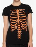 Orange & Black Rib Cage Girls T-Shirt, ORANGE, hi-res