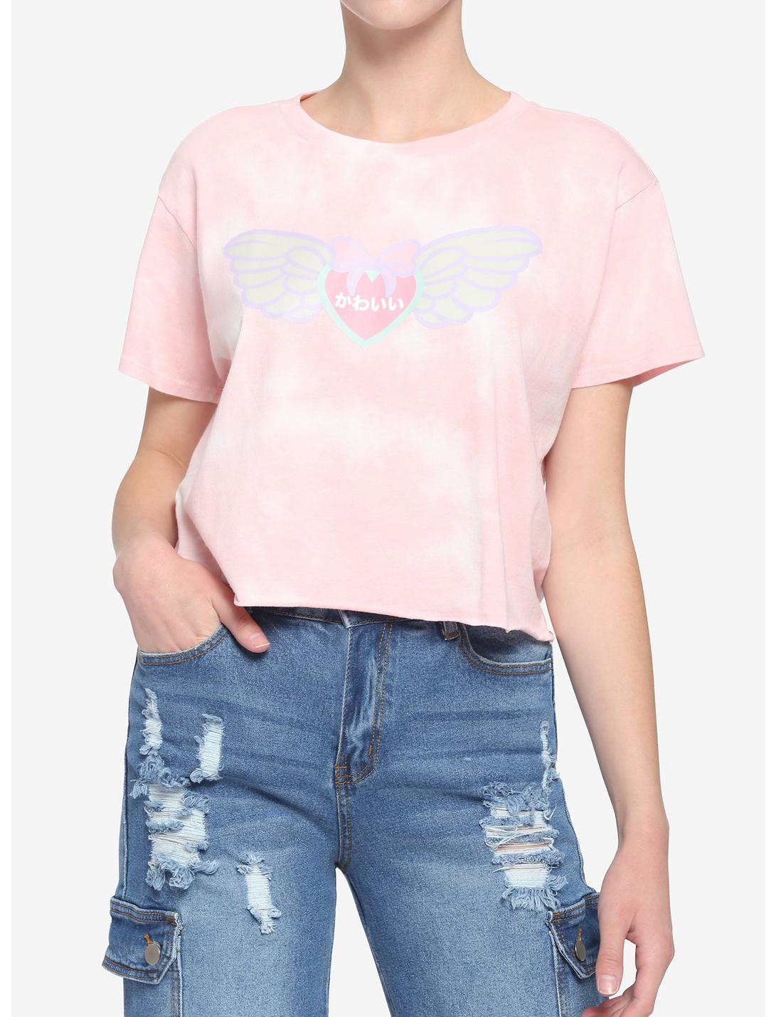 Kawaii Wings Tie-Dye Girls Crop T-Shirt, MULTI, hi-res