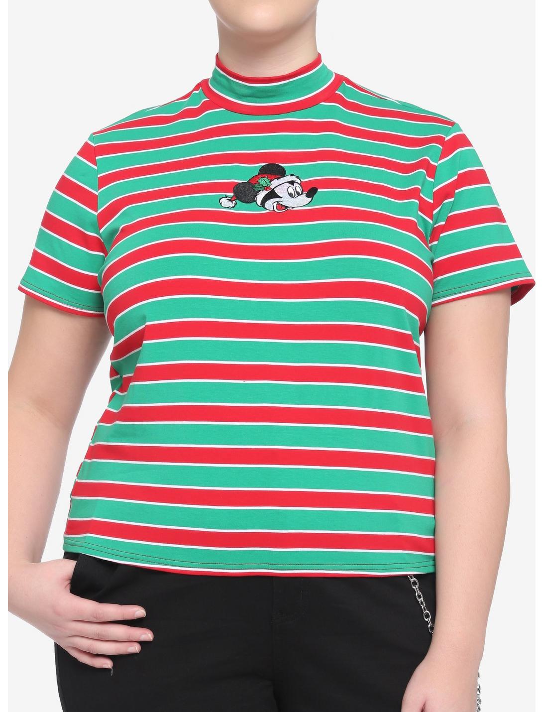 Disney Holiday Stripe Mock Neck Girls T-Shirt Plus Size, RED, hi-res