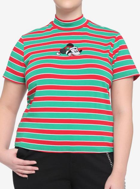 Disney Holiday Stripe Mock Neck Girls T-Shirt Plus Size | Hot Topic