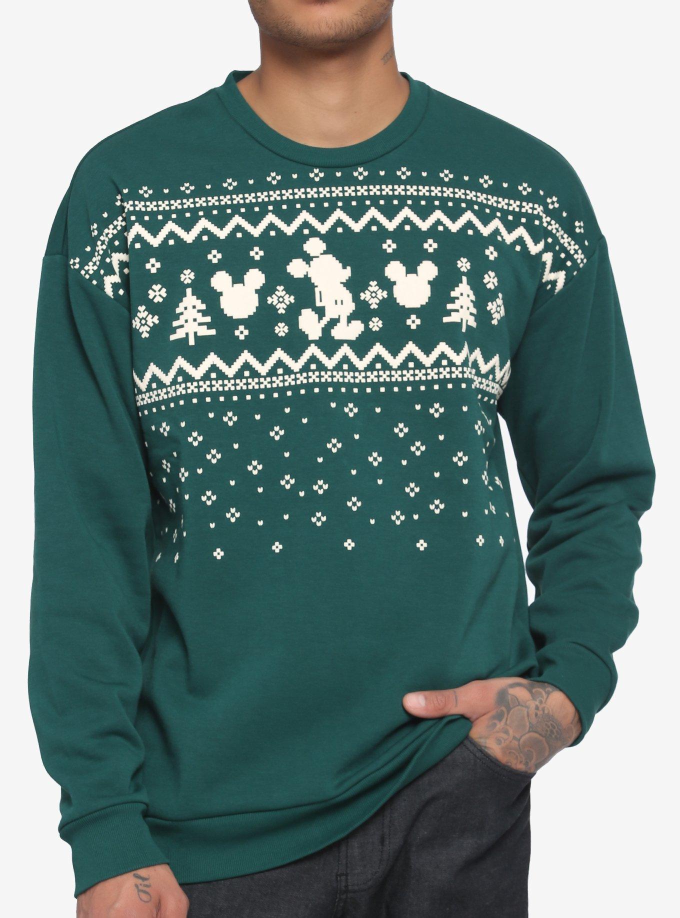 Disney Holiday Fair Isle Mickey Mouse Sweatshirt, FOREST GREEN, hi-res