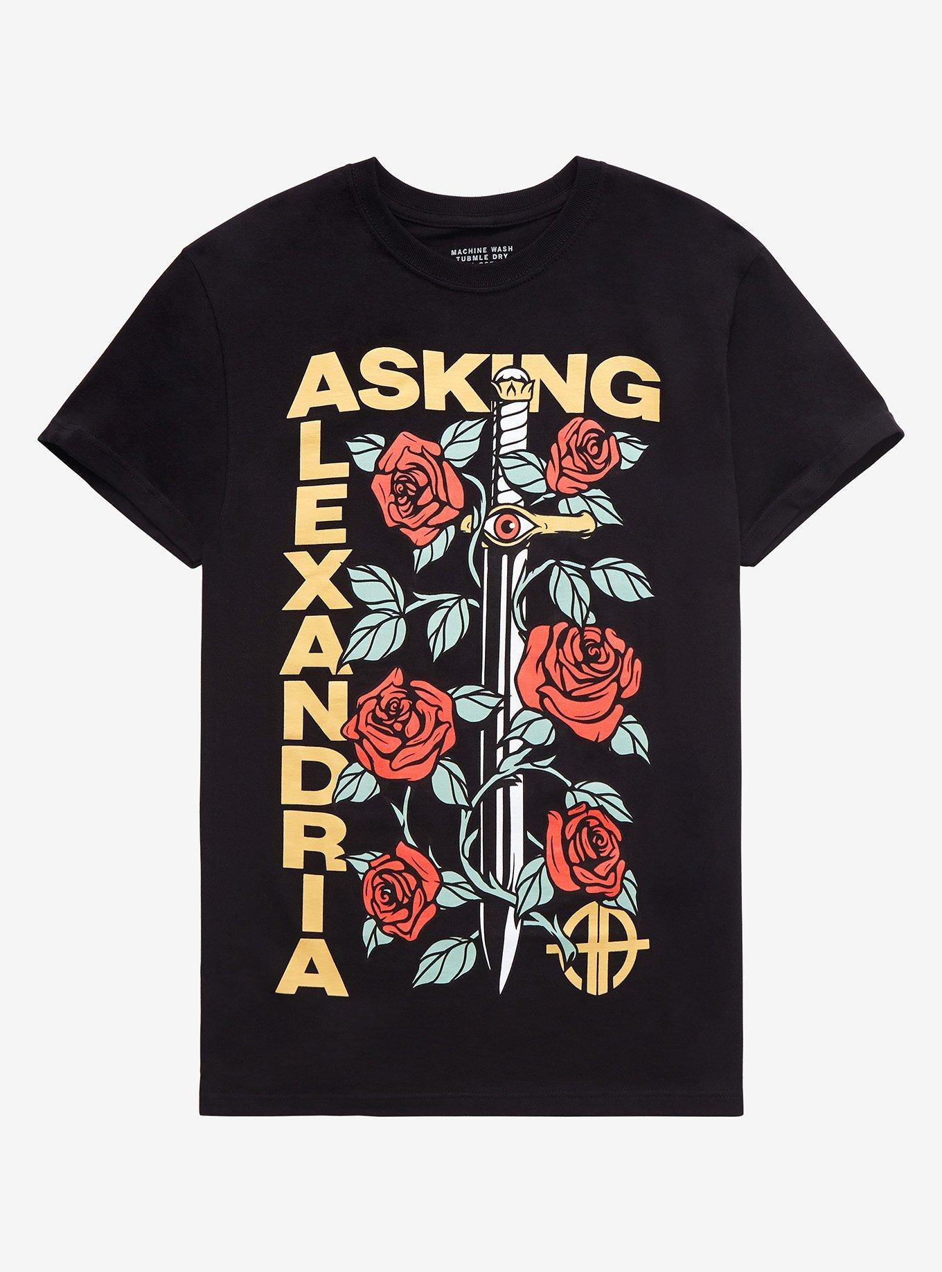 Asking Alexandria Sword & Roses T-Shirt, BLACK, hi-res