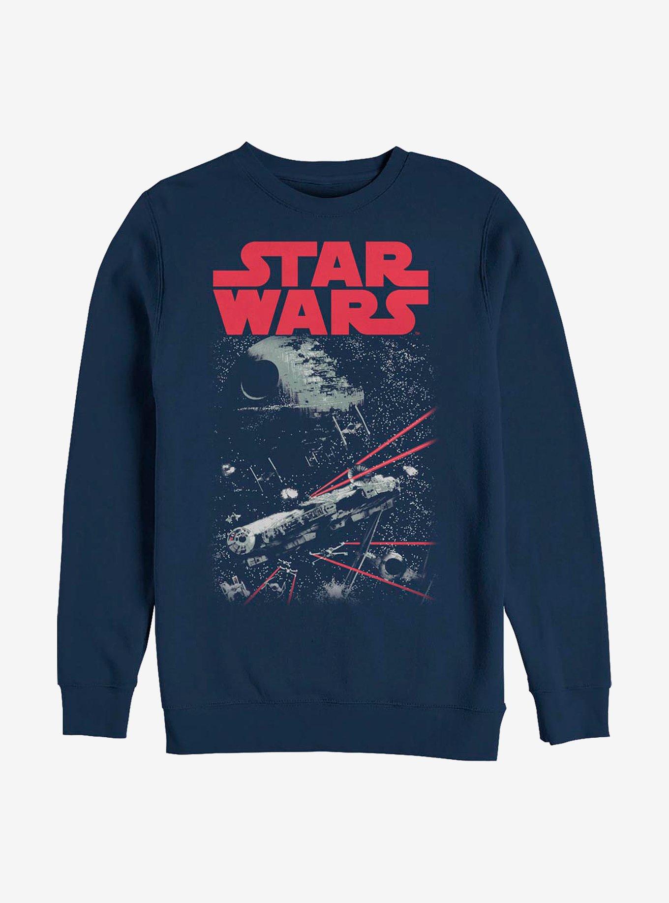 Star Wars Battle In Space Crew Sweatshirt, NAVY, hi-res