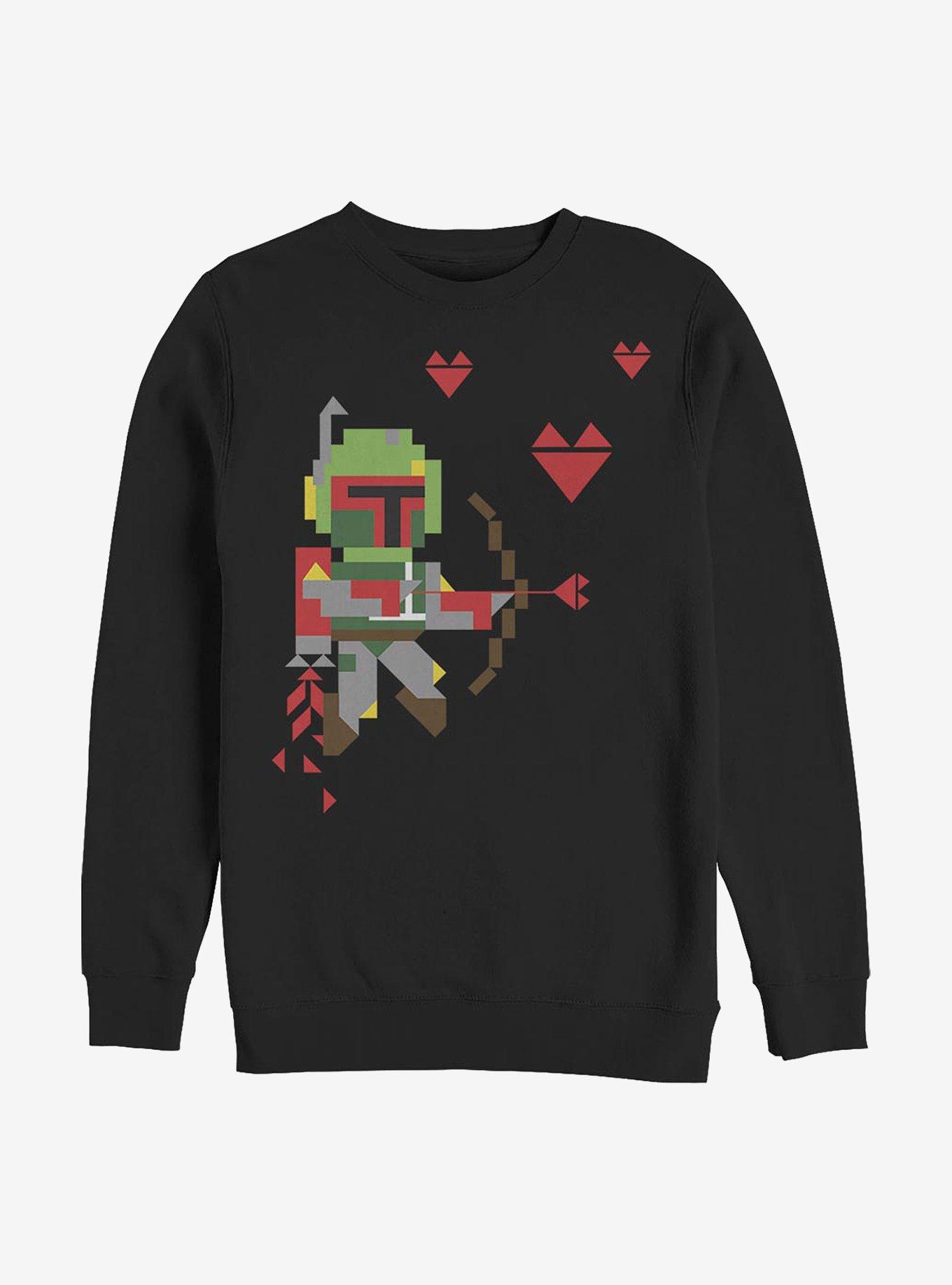 Star Wars Boba Pixel Love Crew Sweatshirt, BLACK, hi-res