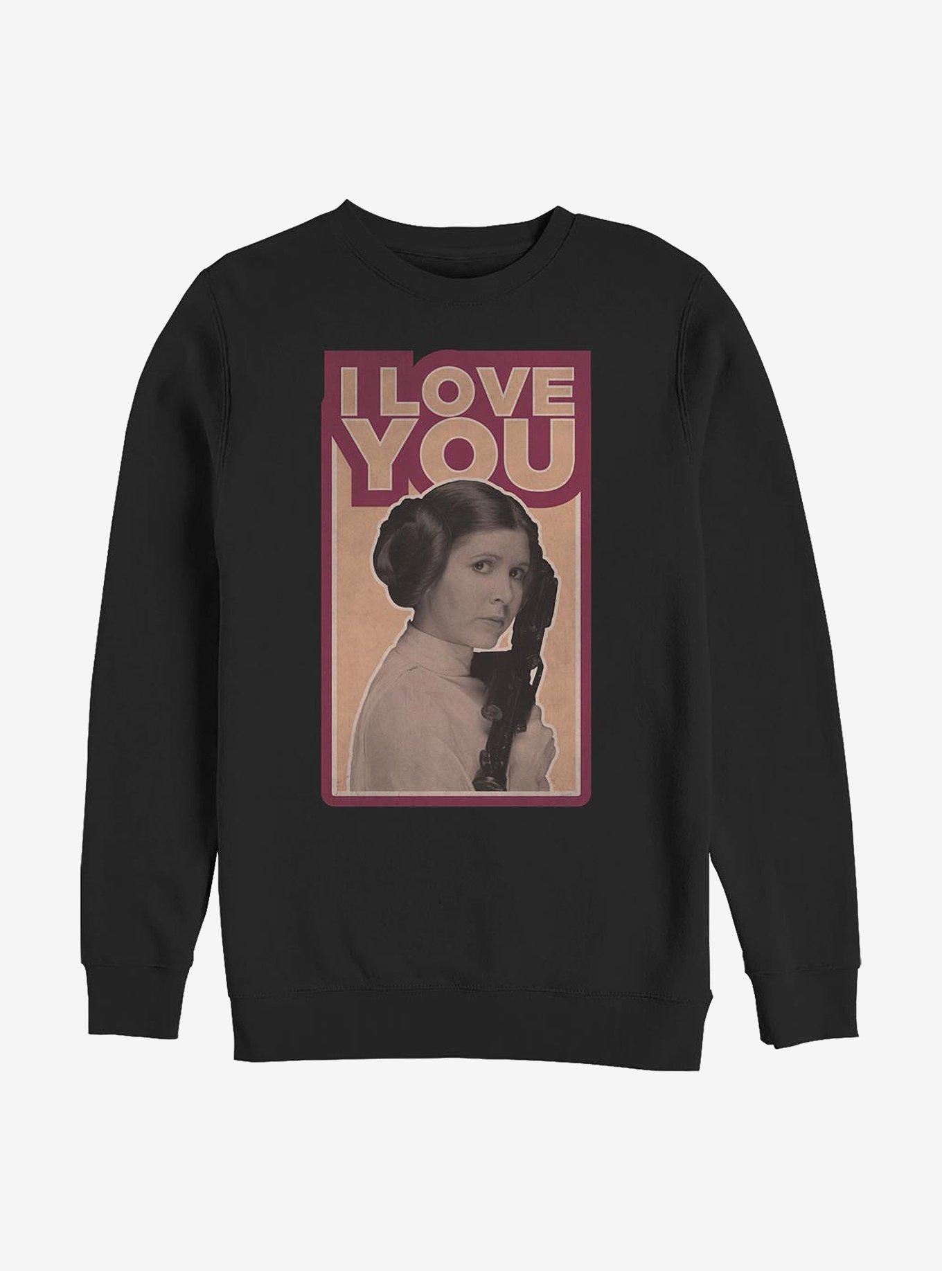 Star Wars Leia I Love You Crew Sweatshirt, BLACK, hi-res