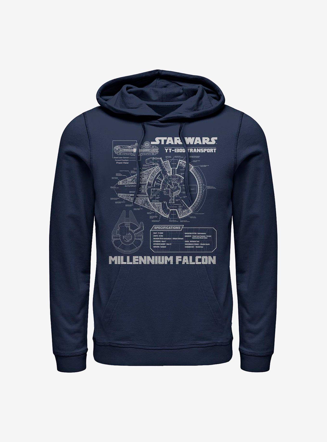 Star Wars Falcon Design Hoodie, NAVY, hi-res