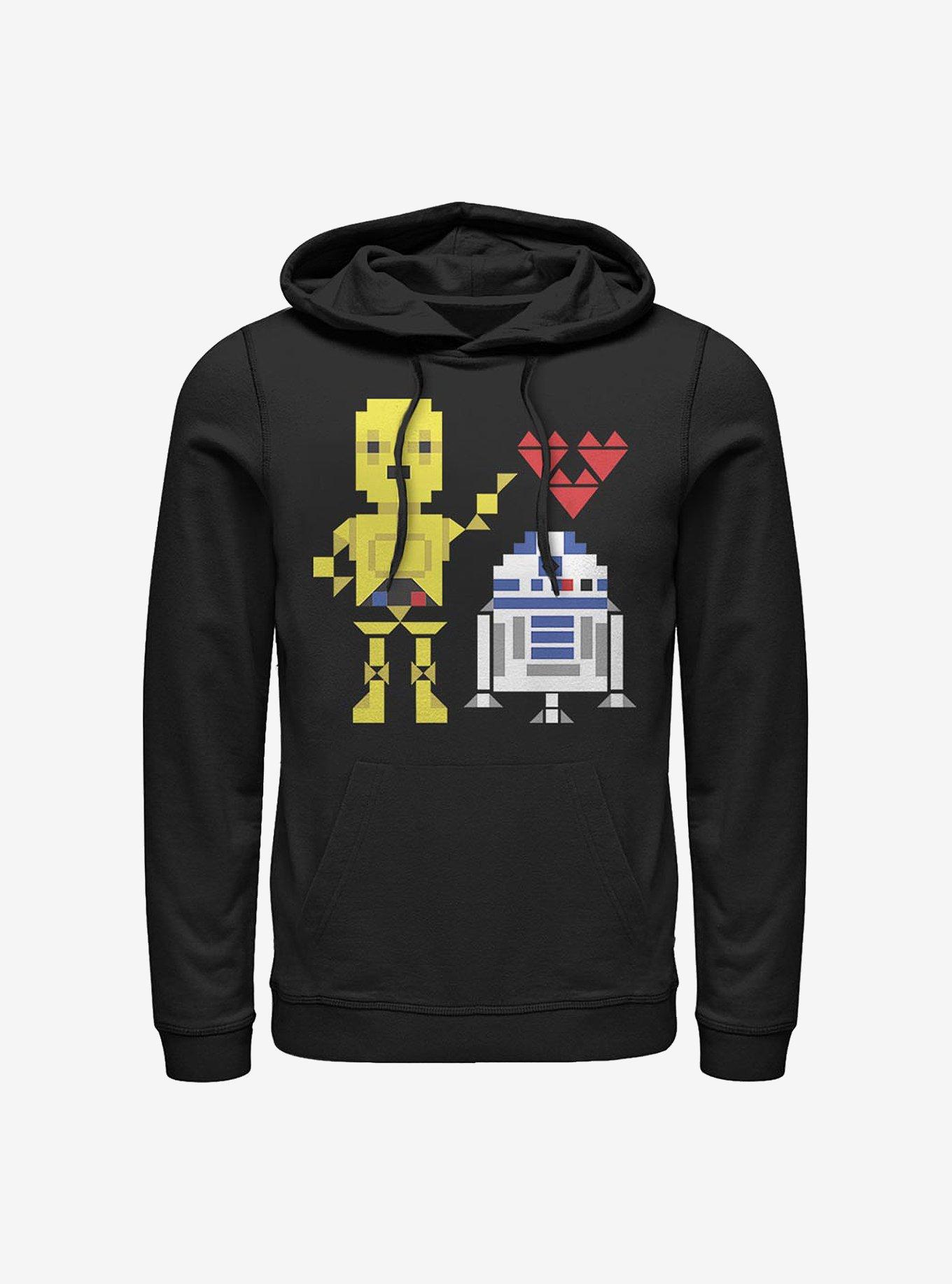 Star Wars R2-D2 C-3PO Pixel Love Hoodie, BLACK, hi-res