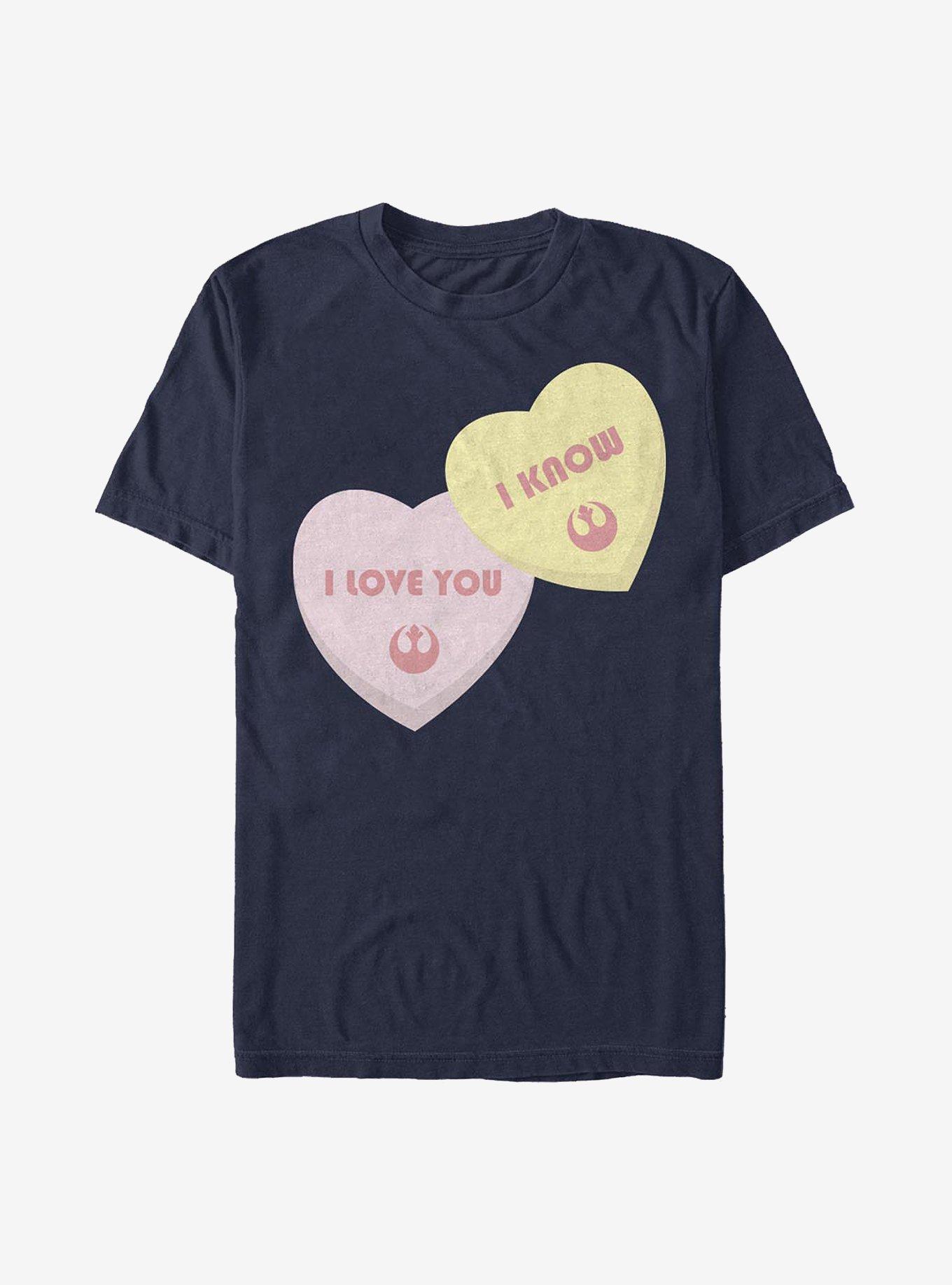 Star Wars Candy Hearts I Love You I Know T-Shirt, NAVY, hi-res