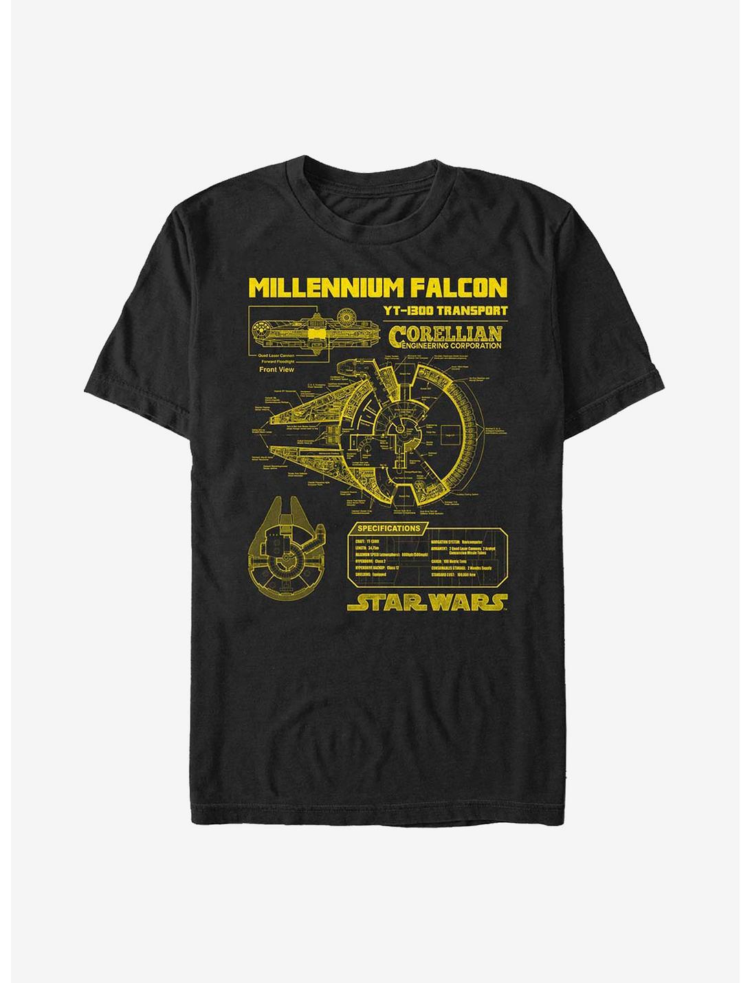Star Wars Falcon Schematic T-Shirt, BLACK, hi-res