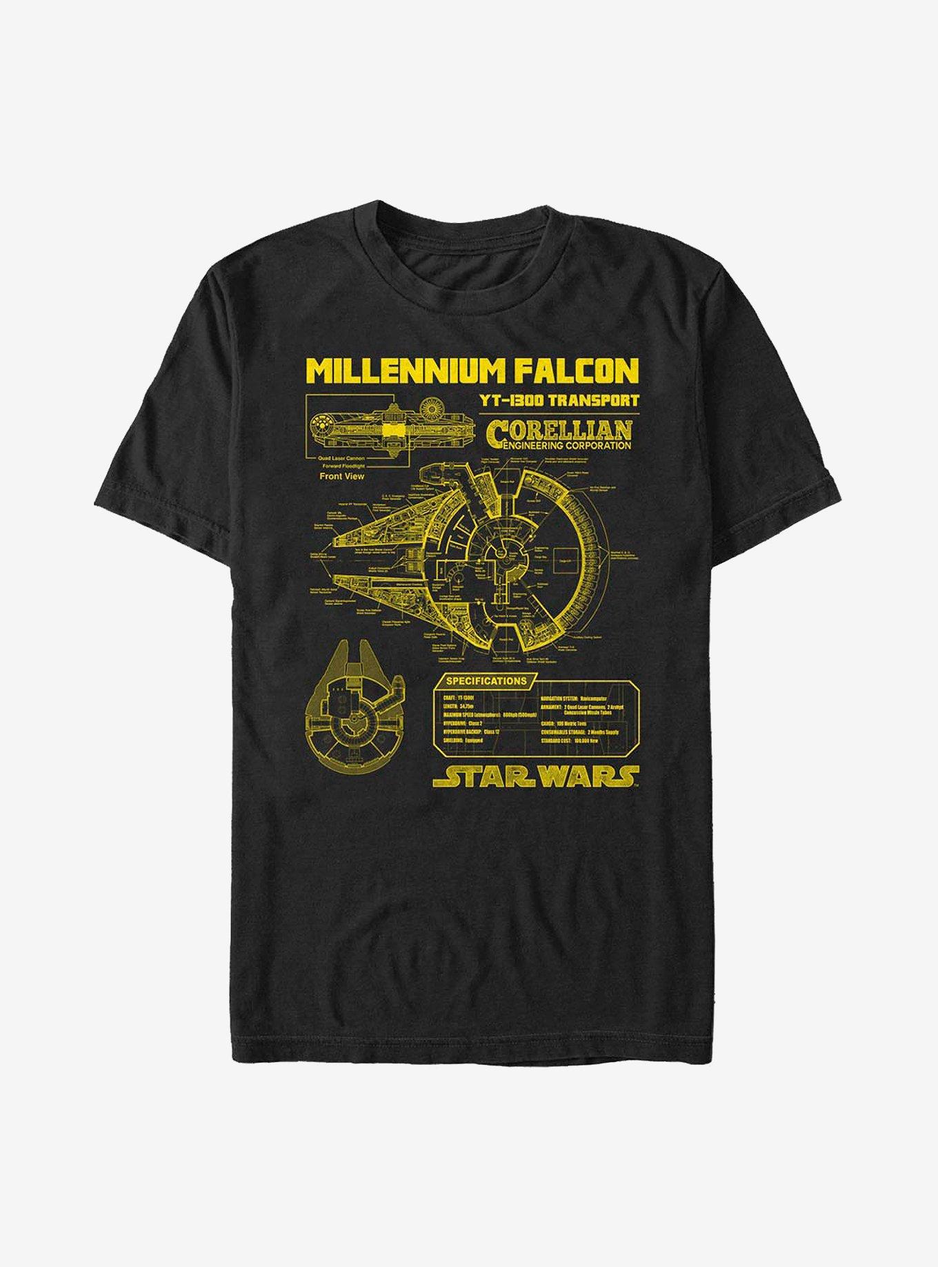 Star Wars Falcon Schematic T-Shirt, BLACK, hi-res