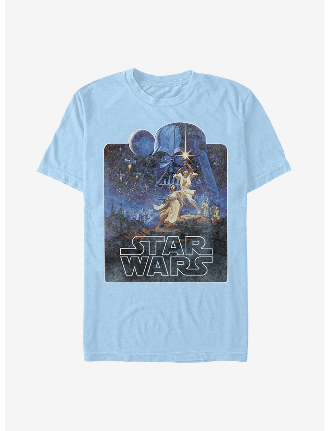 Star Wars Episode IV A New Hope 70's Throwback Poster T-Shirt, LT BLUE, hi-res