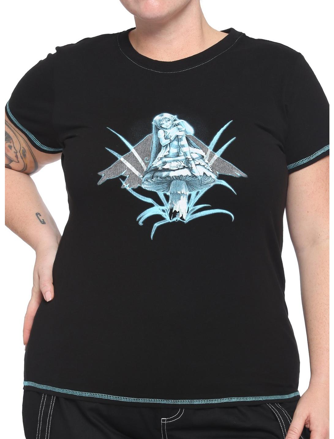 Fairies By Trick Contrast Stitch Girls T-Shirt Plus Size, BLUE, hi-res
