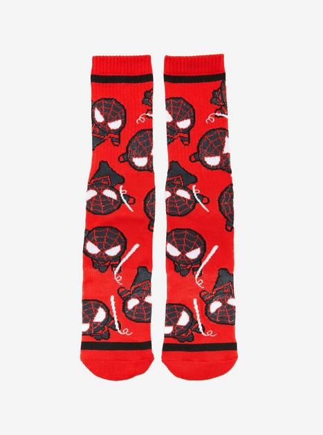 Marvel Spider-Man Miles Morales Chibi Allover Print Crew Socks ...